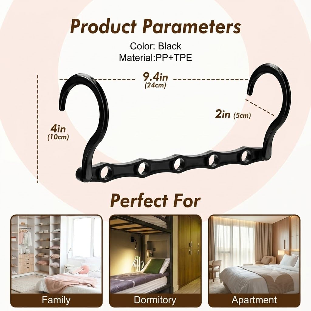 Detalle 2 de HOUSE DAY Black Magic Space Saving Hangers 10-pack — cascading closet organizers