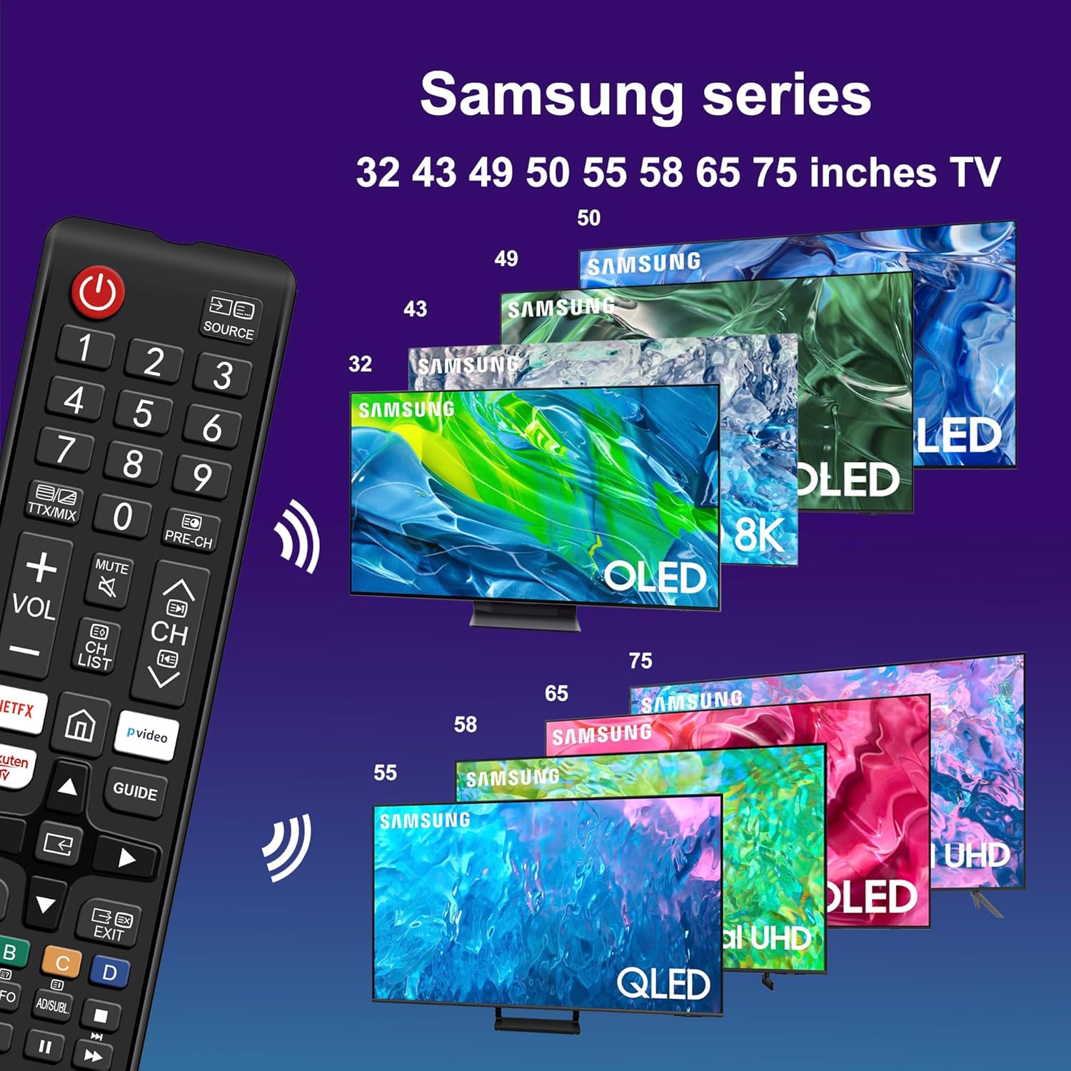 Thumbnail 2 de Samsung BN59-01315B replacement universal remote for Smart TVs (solar/Frame/Neo QLED etc.) with teletext buttons