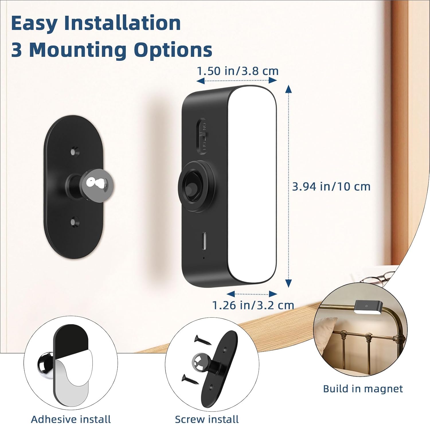 Detalle 2 de Alinana LED Akku Wandleuchte Innen – 2er Pack, kabellos, Touch- und Fernbedienung, 3 Farben dimmbar und 360° drehbar