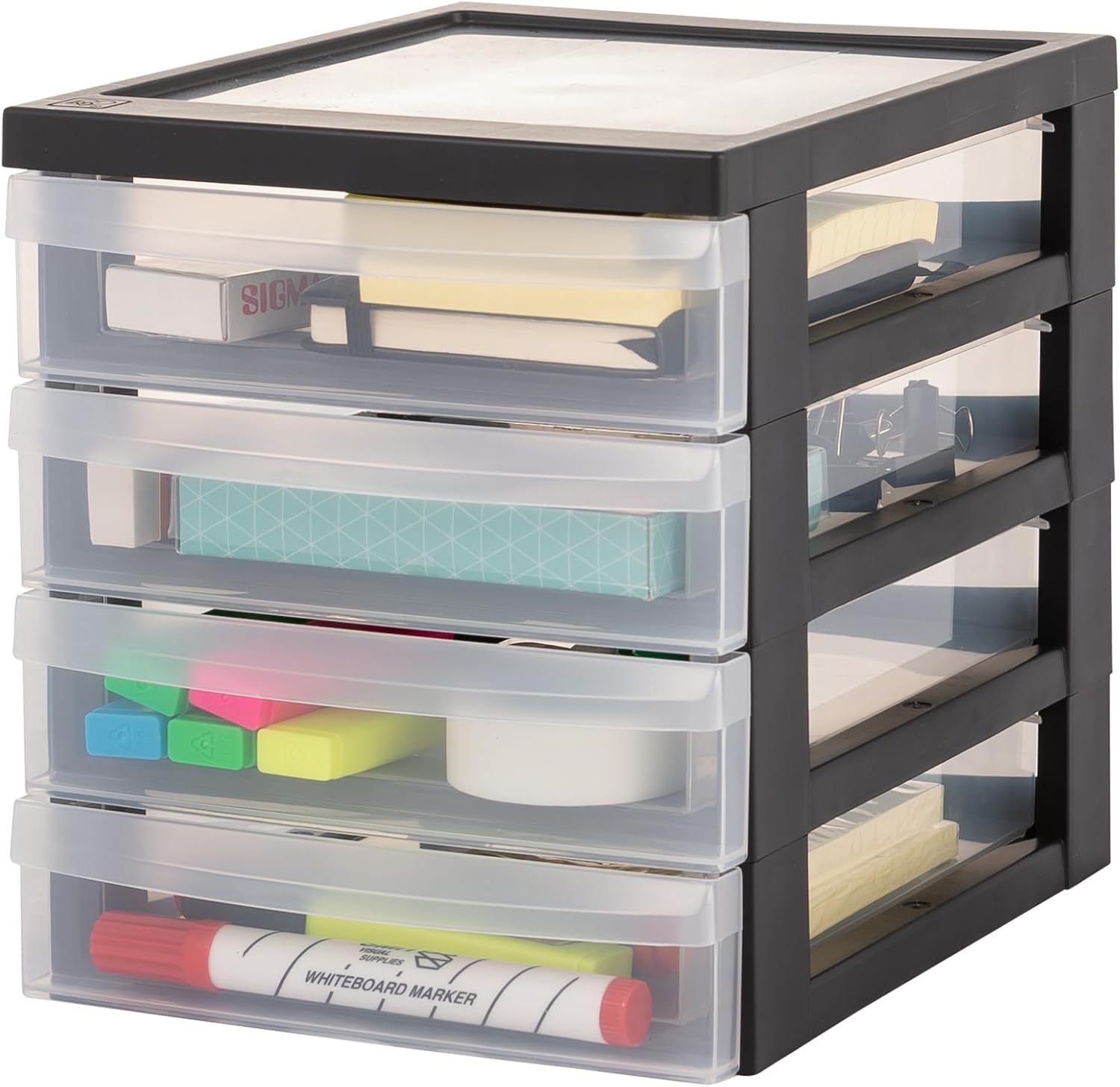 Thumbnail 5 de Iris Ohyama OCH-2021 cassettiera in plastica per documenti A4, grigia, con 2 cassetti piccoli e 1 medio