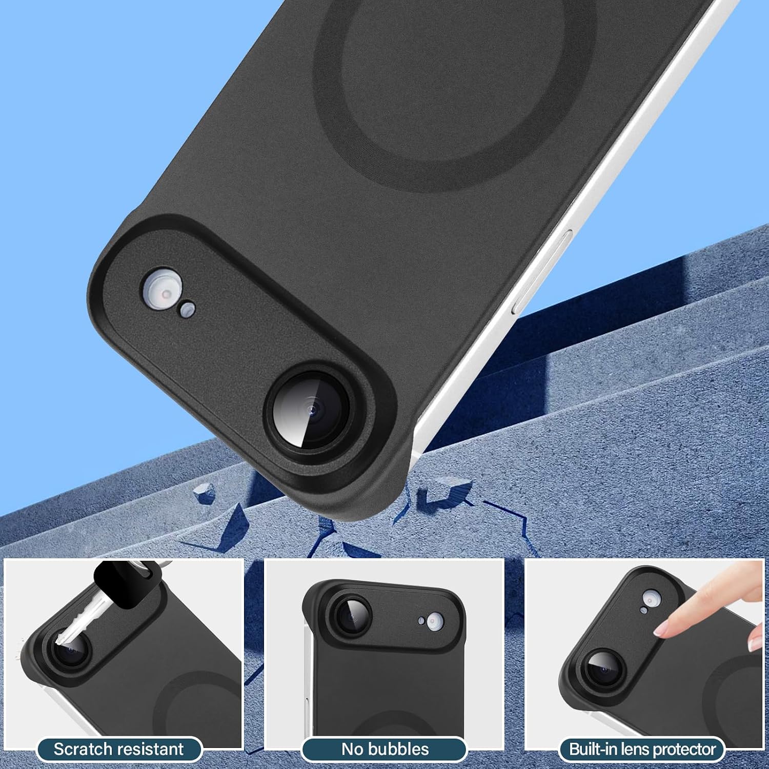 Detalle de Omio 磁気スリムケース iPhone Air用 マットPC素材・レンズ保護付き