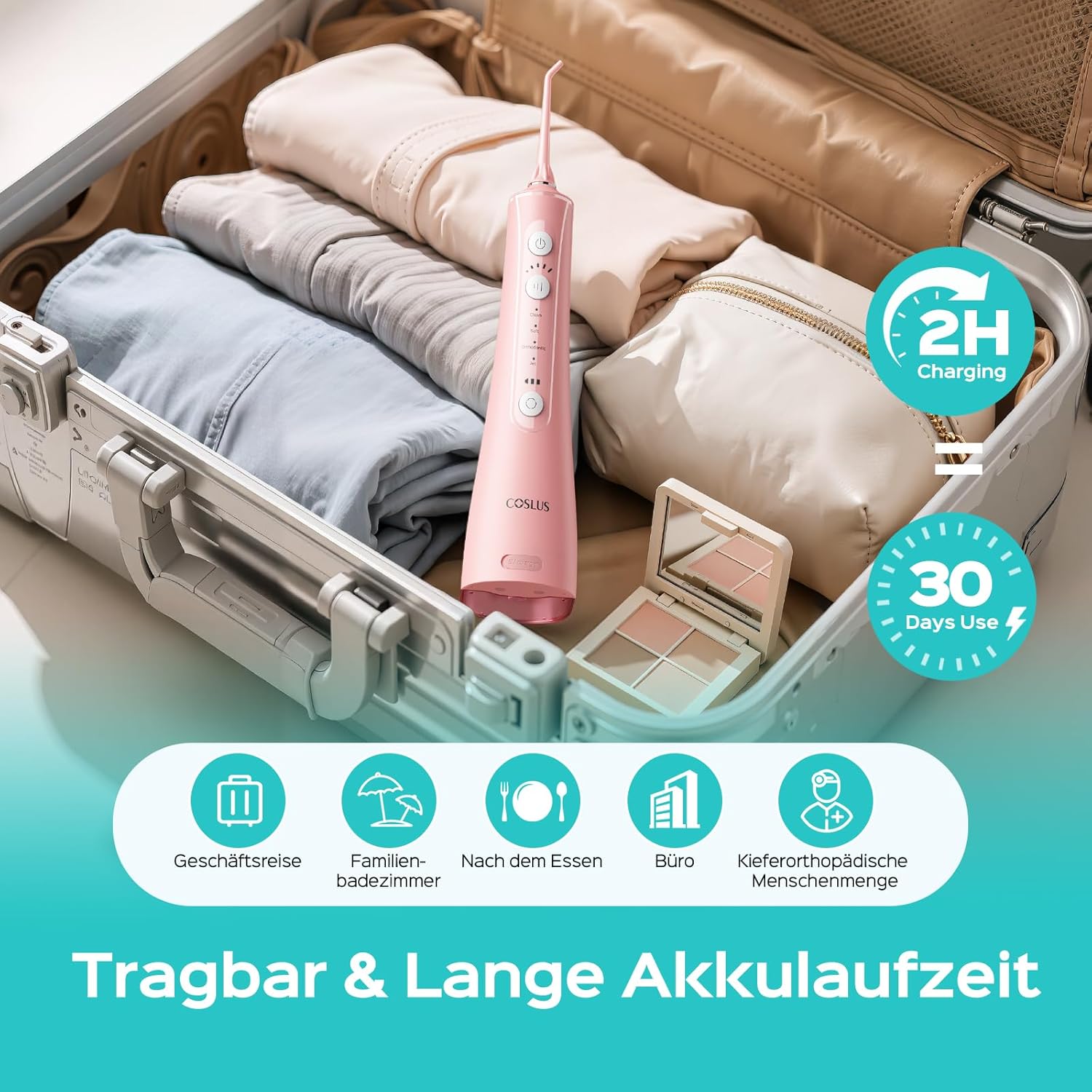 Thumbnail 6 de COSLUS C50 elektrische Munddusche kabellos mit 4 Modi, 20 Intensitäten, IPX7