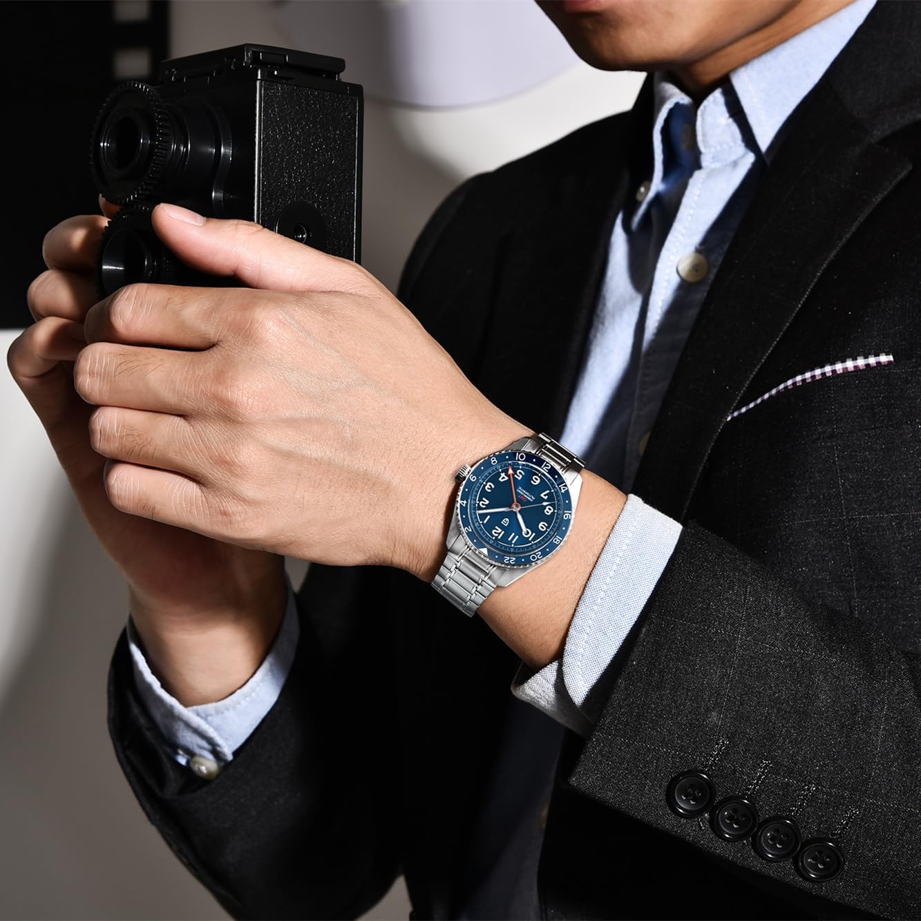Detalle 2 de PAGRNE DESIGN Pagani Design Herrenuhr NH34 Automatik GMT – 40 mm Edelstahl, Taucheruhr mit NH34A
