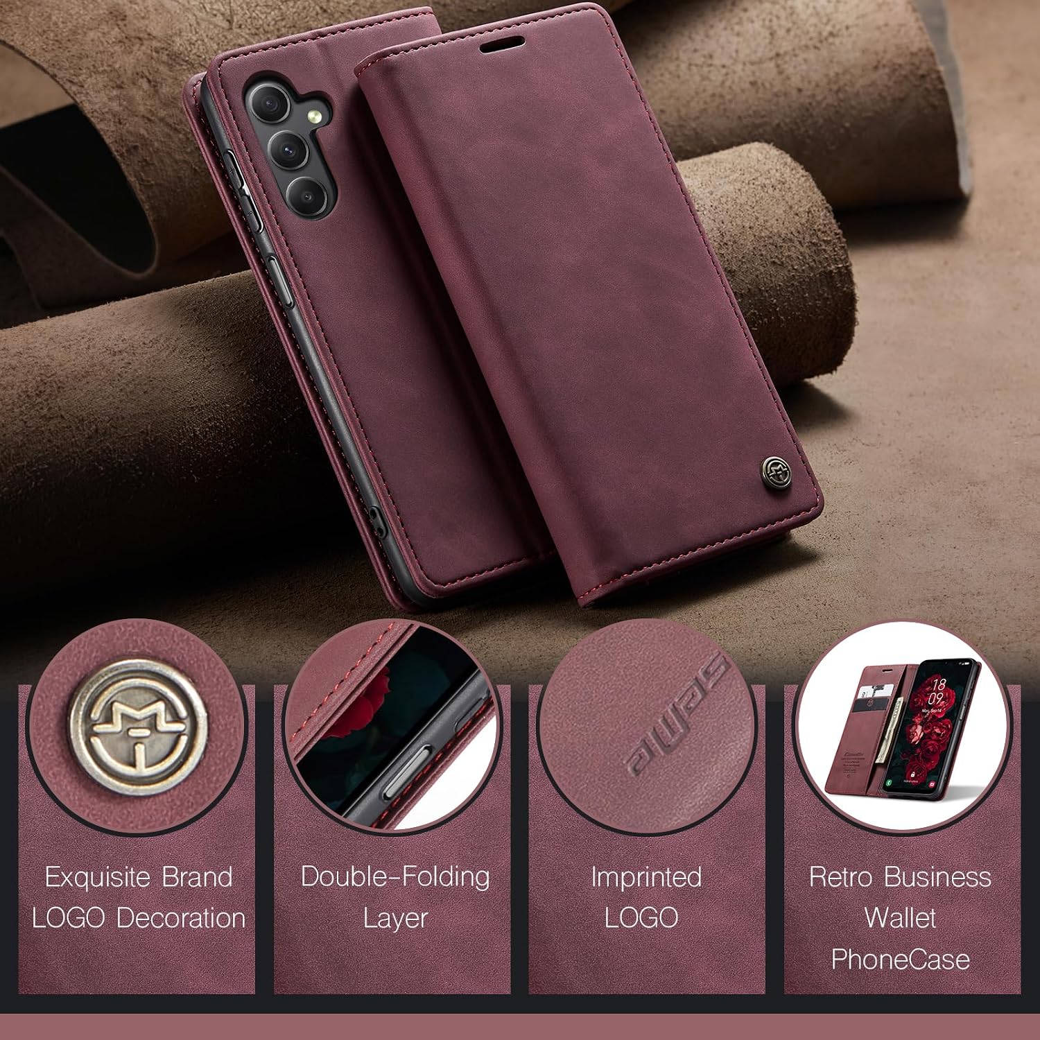Detalle 1 de Monweicz Samsung Galaxy A14 Hülle Premium Klapphülle