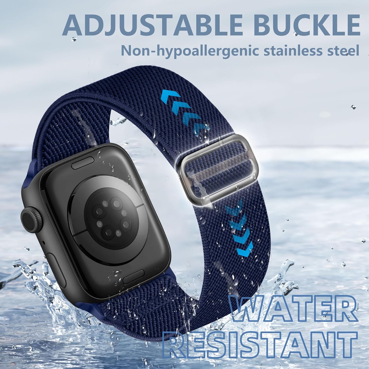 Thumbnail 6 de Ynitec Stretchy Straps for Apple Watch — Breathable Elastic Nylon Loop, 44–49mm, For All Series