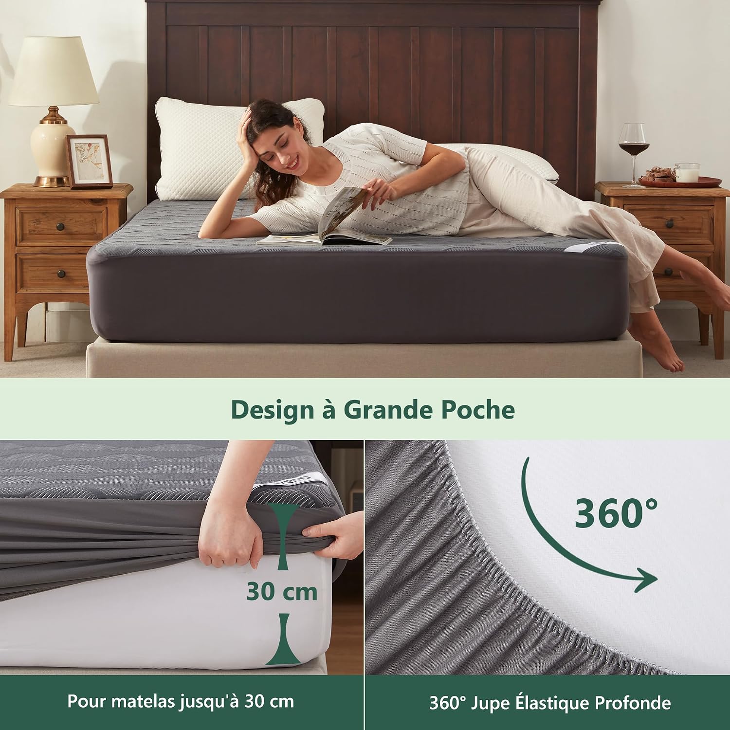 Detalle 2 de Protège-matelas Imperméable BEDLORE 90x200 cm – Housse intégrale 30 cm, respirante et Öko-Tex