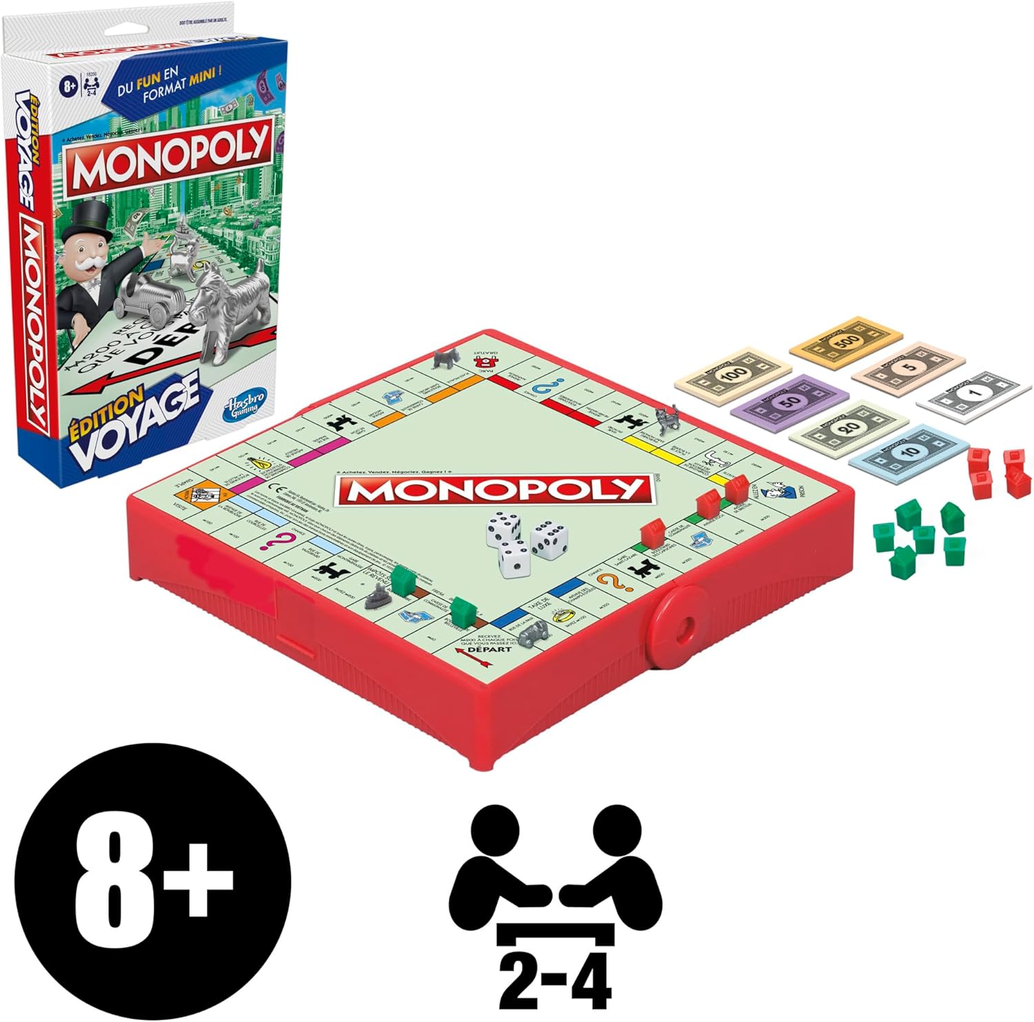 Thumbnail 1 de Monopoly Reise-Edition – Tragbares Brettspiel für 2–4 Spieler (ab 8 Jahren) – französische Version