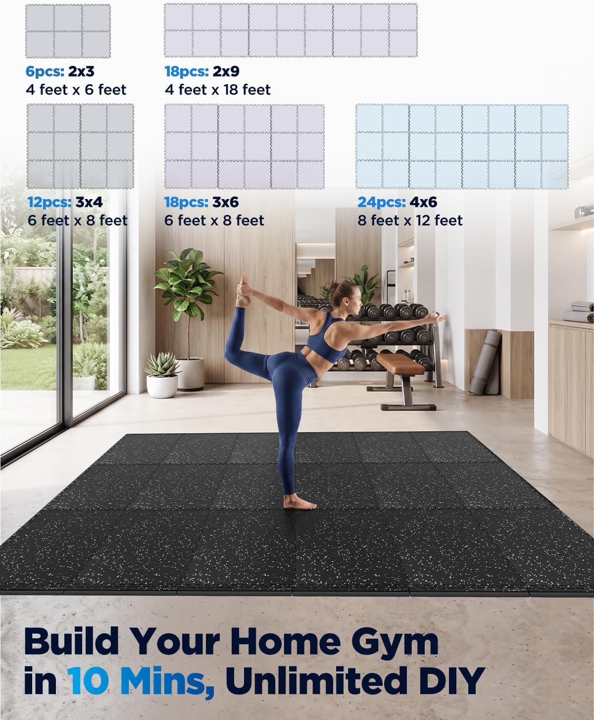 Thumbnail 6 de VivaLuz VLBW03-GM1-15 Gym Flooring, 0.6-Inch Rubber-EVA, 6 Tiles