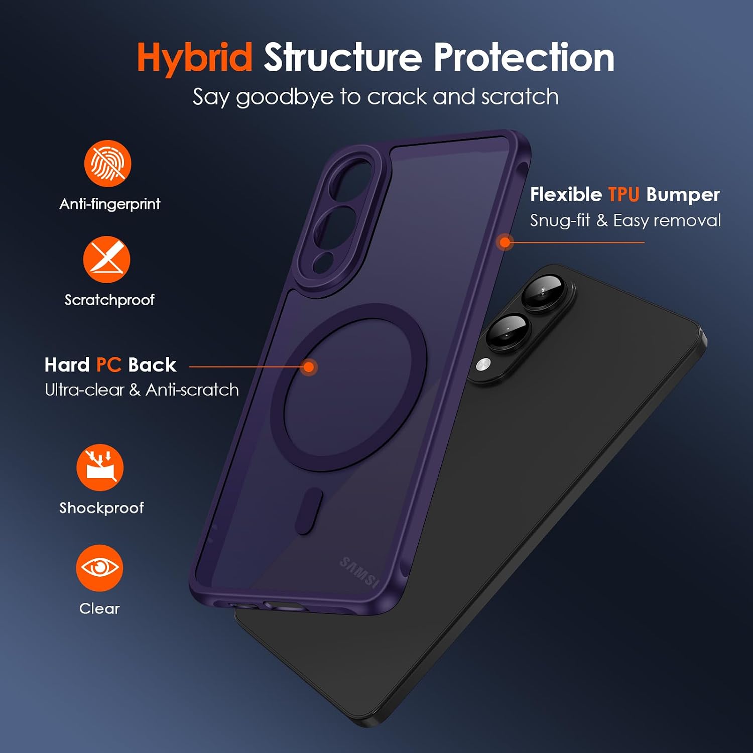 Detalle de iVoler Cover magnetica per Samsung Galaxy S25 Edge 5G, protezione antiurto viola