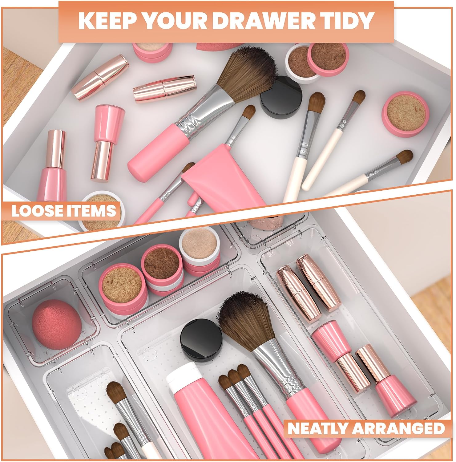 Thumbnail 4 de KICHLY Drawer Organizer 25-Piece Clear Tray Set, Four Sizes
