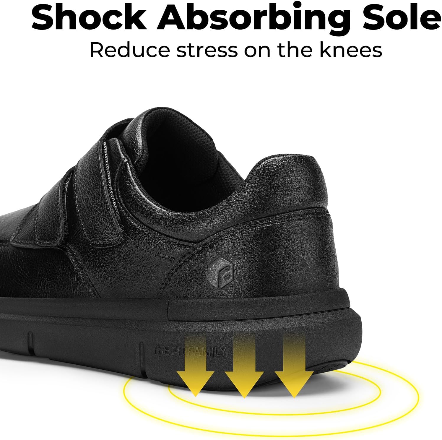 Detalle de FitVille Extra Weit Herren Lederschuhe mit Klettverschluss – Leichte Freizeitschuhe, Gr.40–50