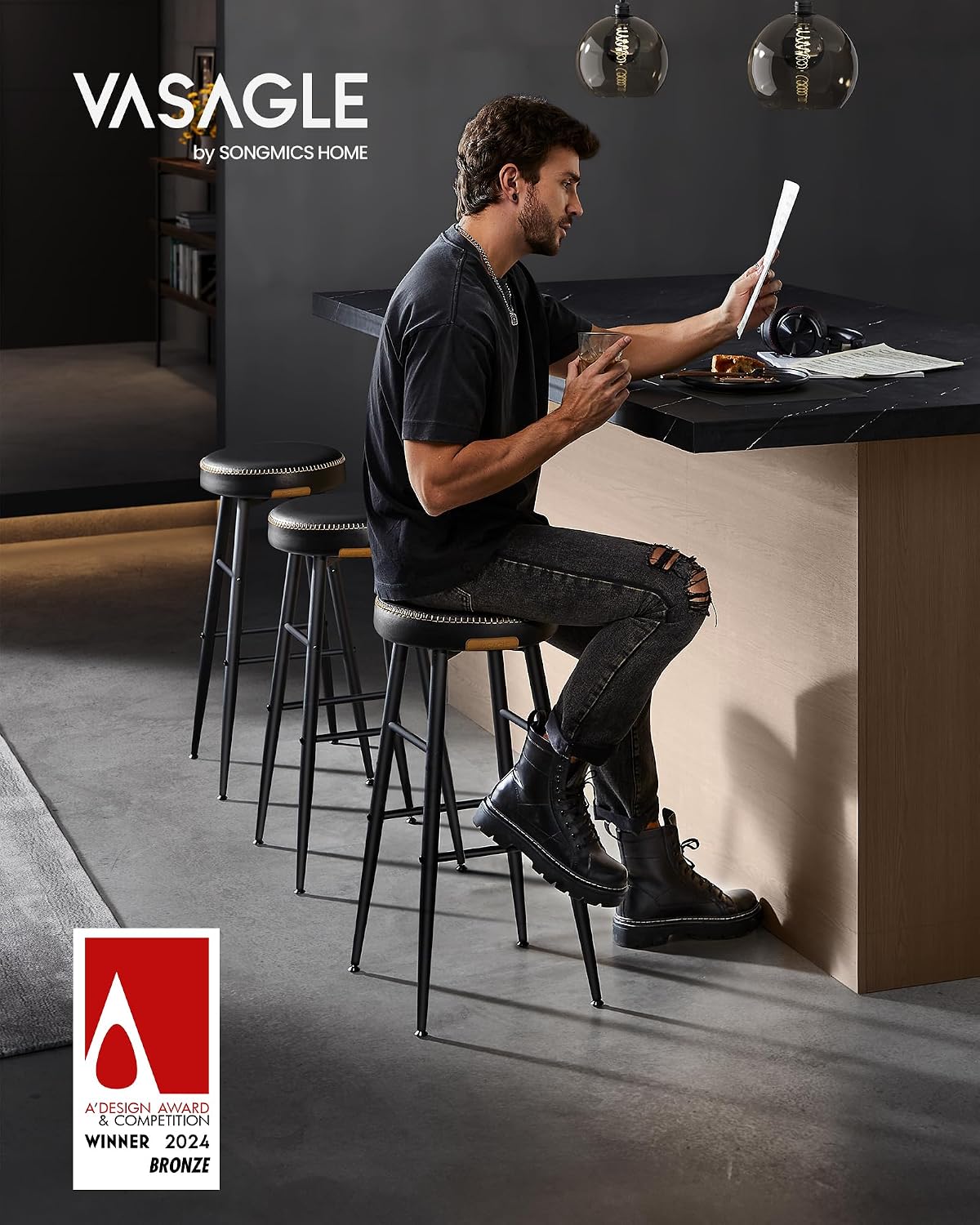 Detalle de VASAGLE Bar Stools 30-Inch
