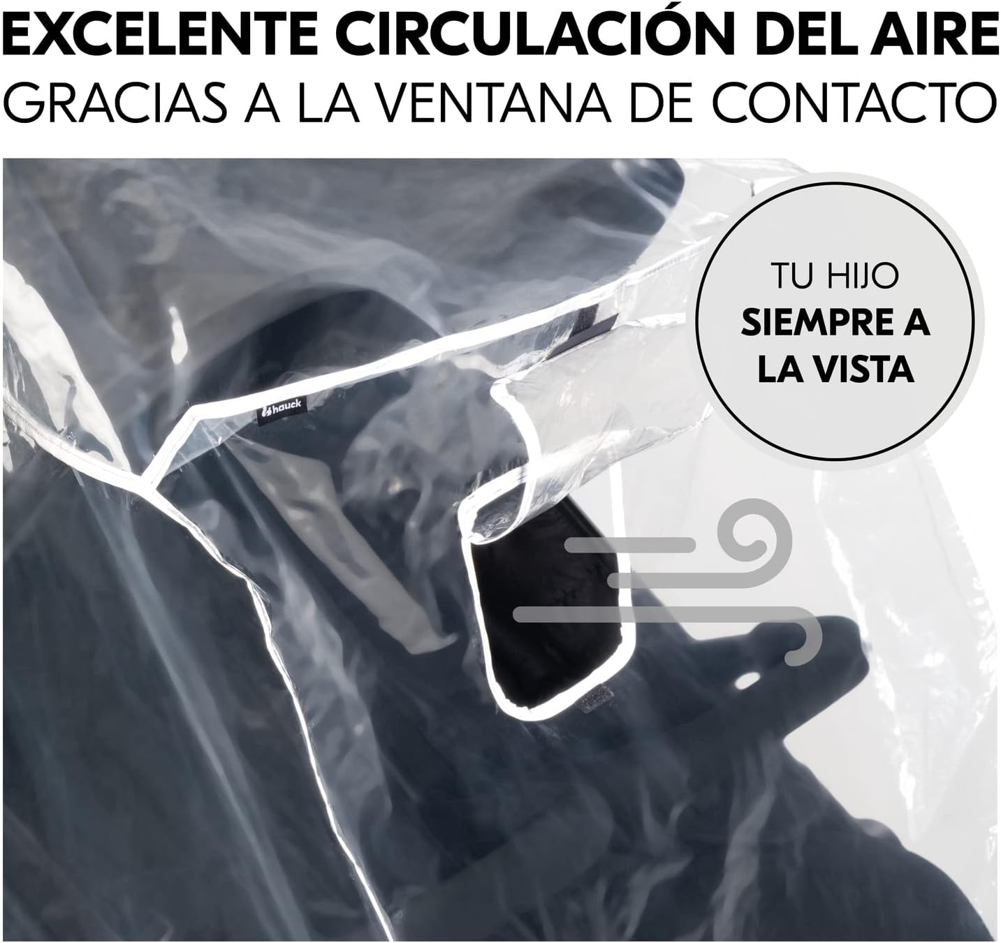 Detalle 2 de hauck Plastico Lluvia Universal Carro Gemelar protector transparente con borde reflectante