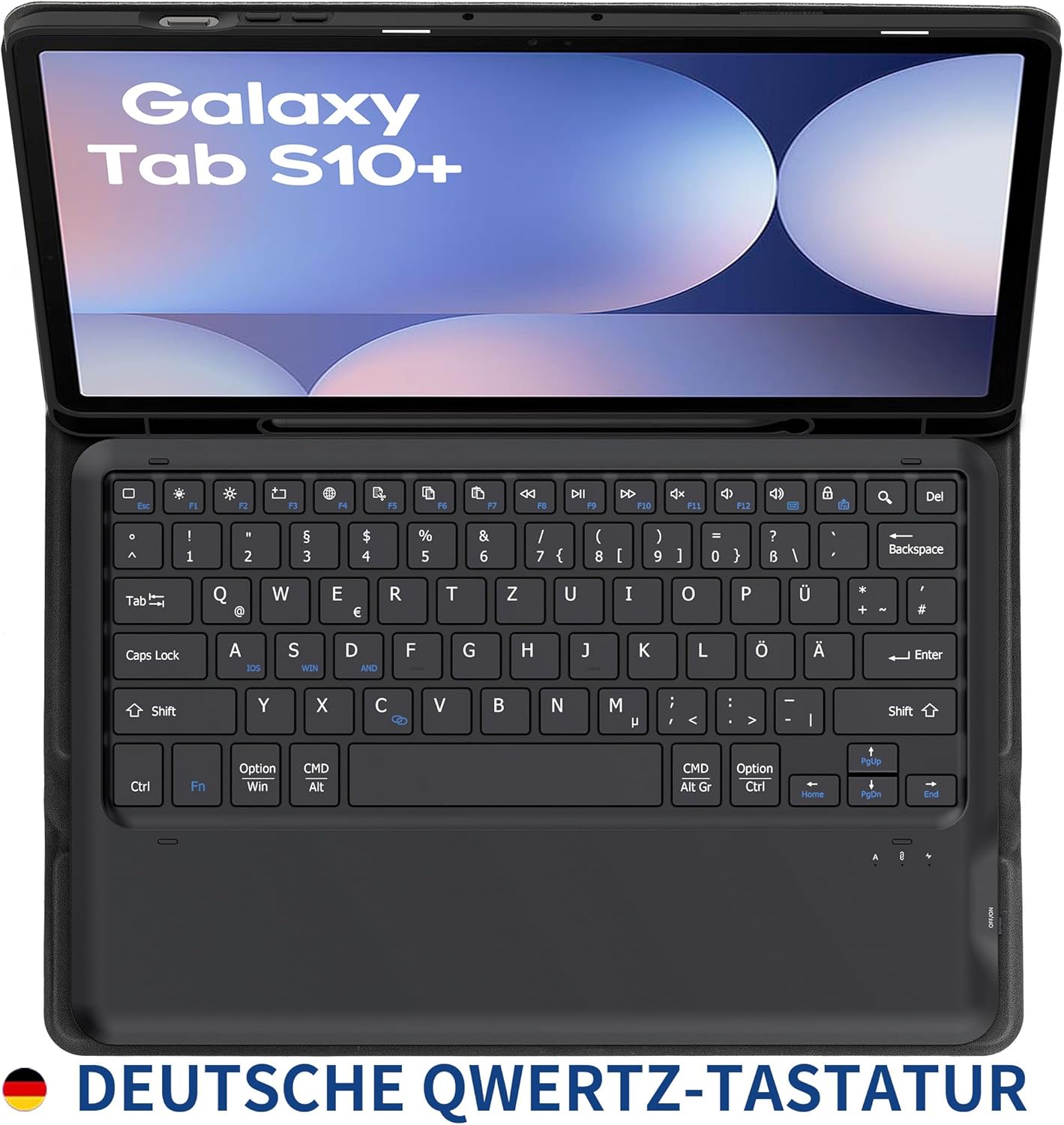 Thumbnail 2 de EasyAcc Tastaturhülle für Samsung Galaxy Tab S9 FE+ / S9+ / S10+ 12,4 Zoll (QWERTZ, abnehmbar) inkl. Stifthalter – Schwarz