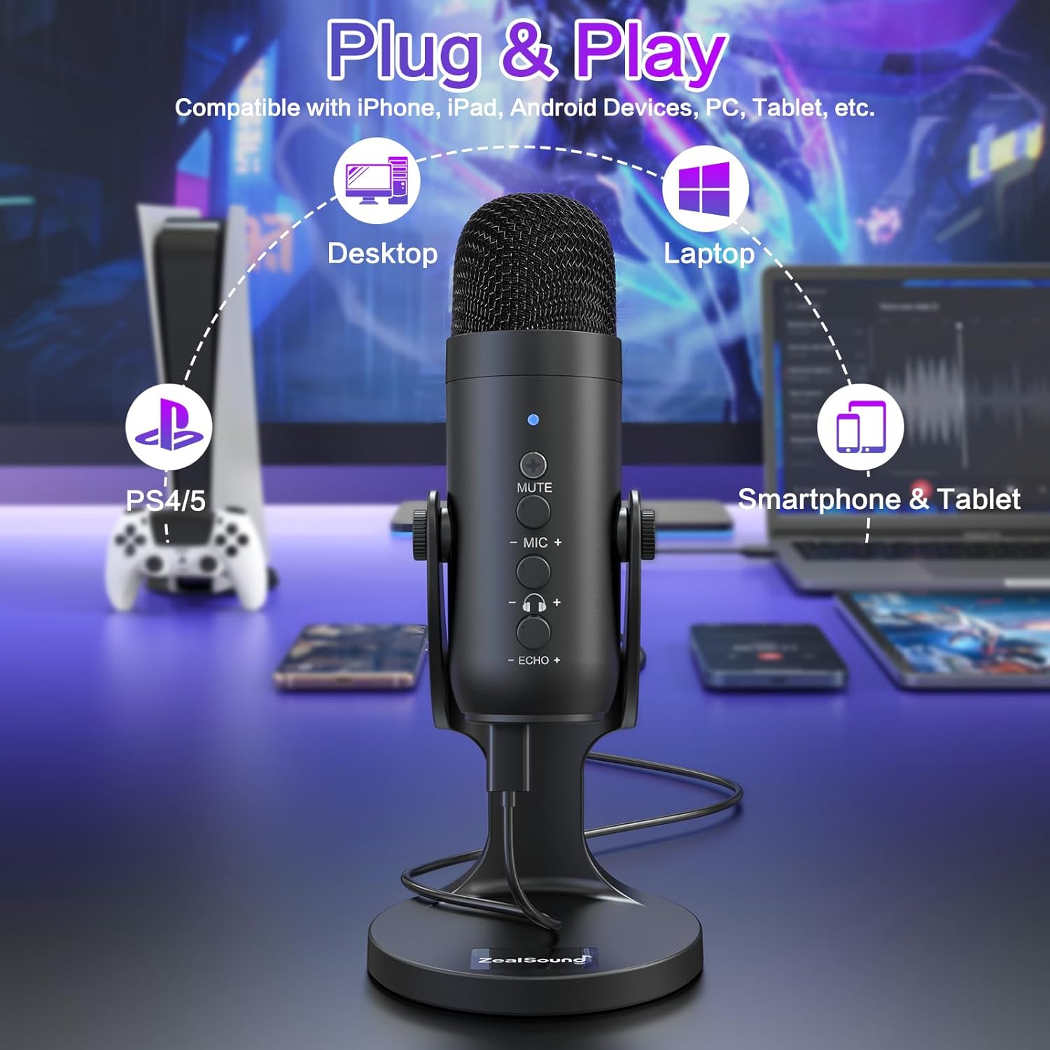 Detalle 2 de ZealSound K66 USB Podcast Microphone