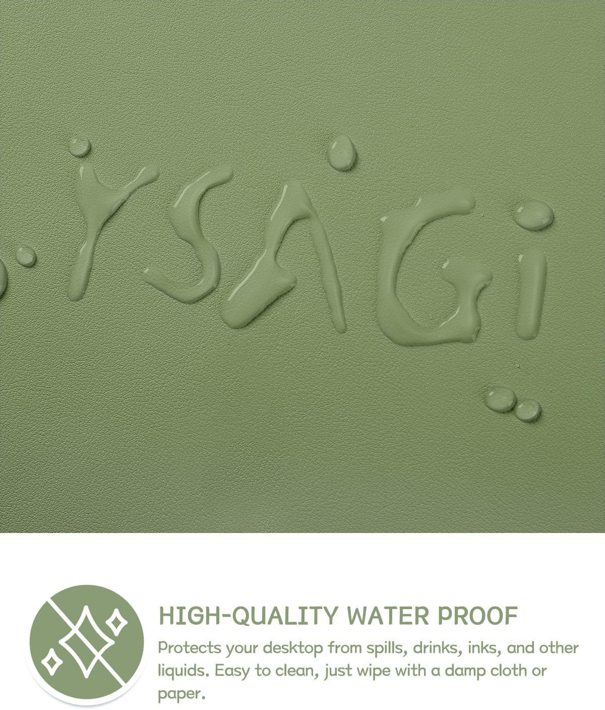 Thumbnail 3 de YSAGi Non-Slip Desk Pad (Waterproof PVC Leather) – 90 x 43 cm Olive Green