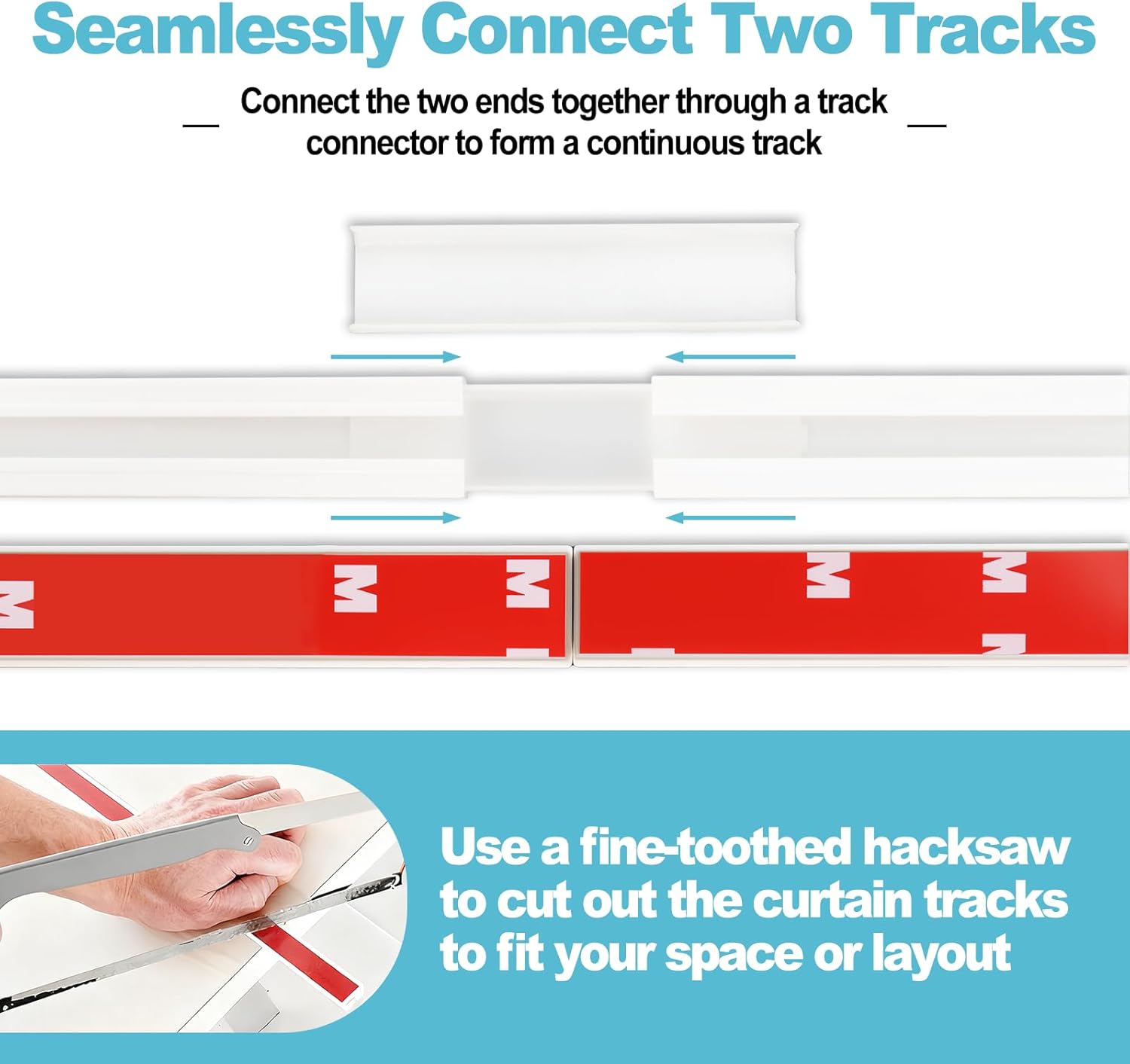Thumbnail 6 de Rails à rideaux adhésifs de 3,3 m – Rail sans perçage pour plafond et mur