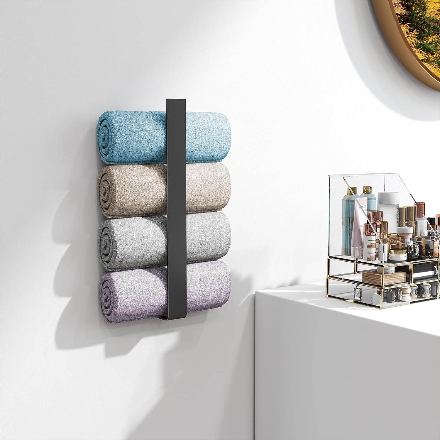 Thumbnail 1 de BETHOM 40 cm Handtuchstange selbstklebend (schwarz) – Handtuchhalter ohne Bohren für Bad & Küche