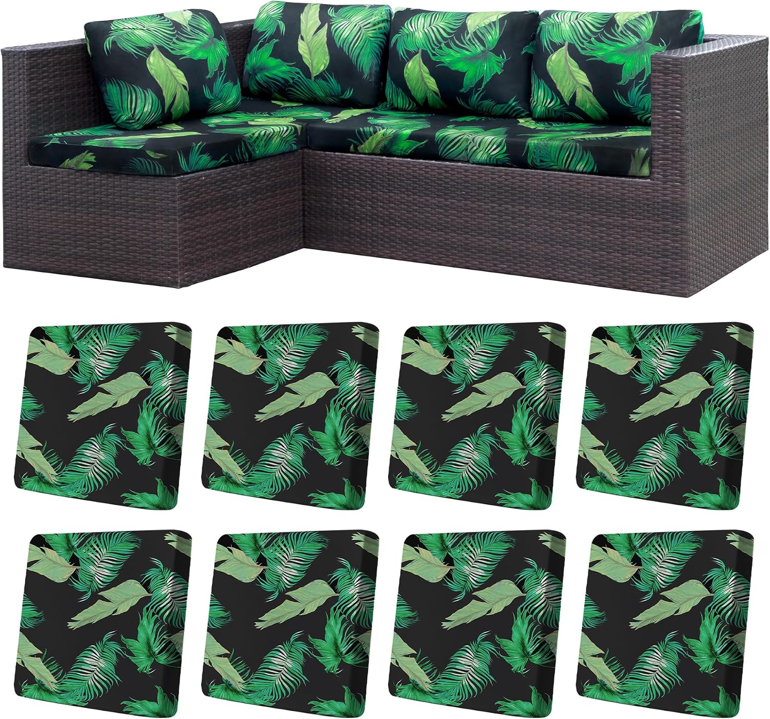 Detalle de Outdoor Cushion Covers, 8-Piece Set