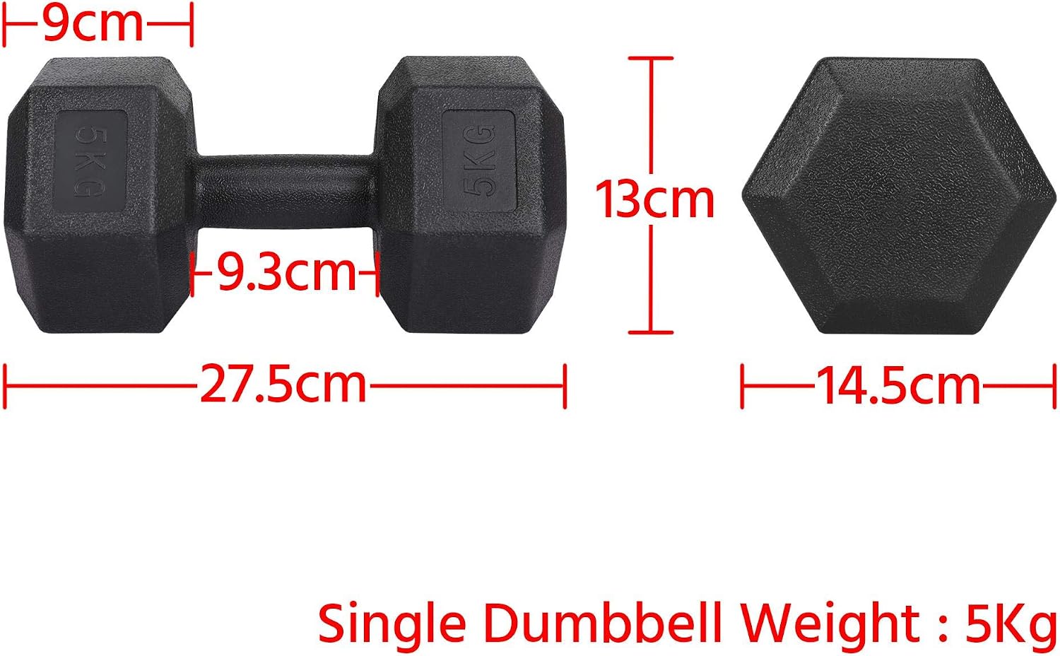 Thumbnail 2 de Yaheetech 5kg hex dumbbell pair set