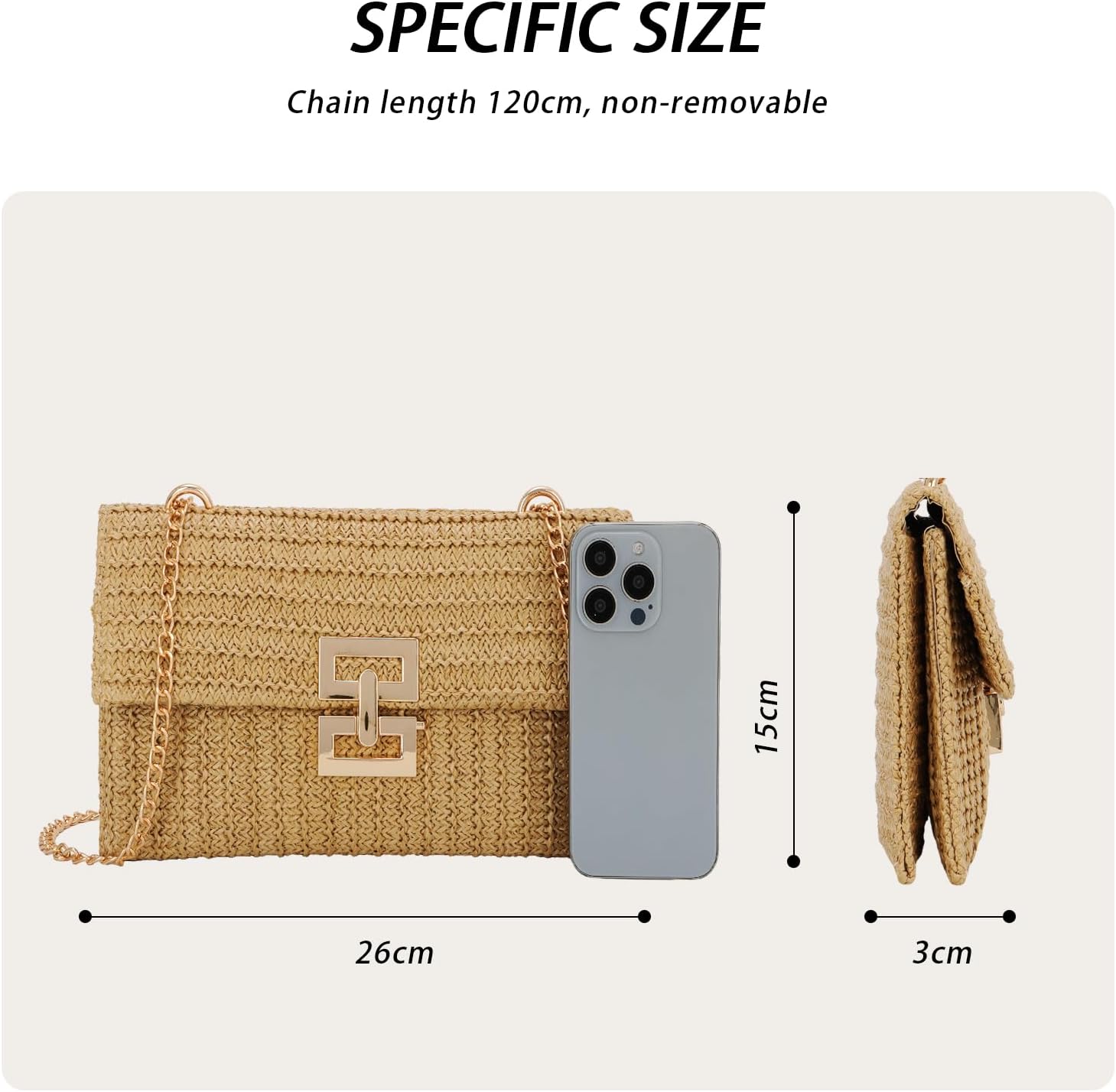 Detalle 2 de Ynport Crefreak Women's Straw Shoulder Bag – Summer Woven Crossbody Purse