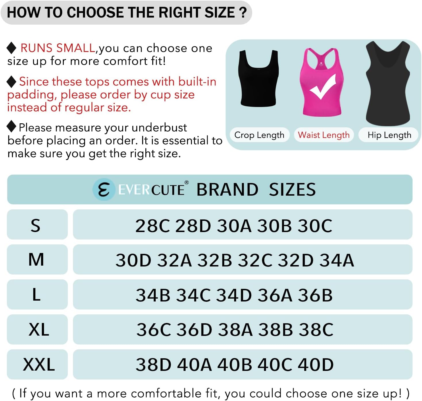 Detalle de Evercute Women's Ribbed Workout Tank Tops | Built-in Bra Racerback Crop Tanks (1/2/3 Pack)