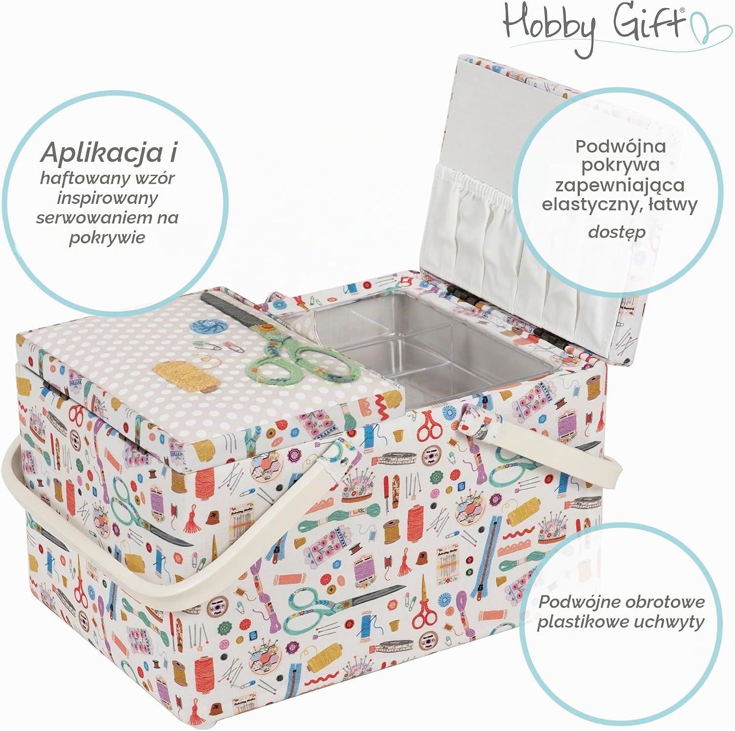 Thumbnail 3 de Hobby Gift Haby Notions – duże pudełko krawieckie z podwójną pokrywą i tacką