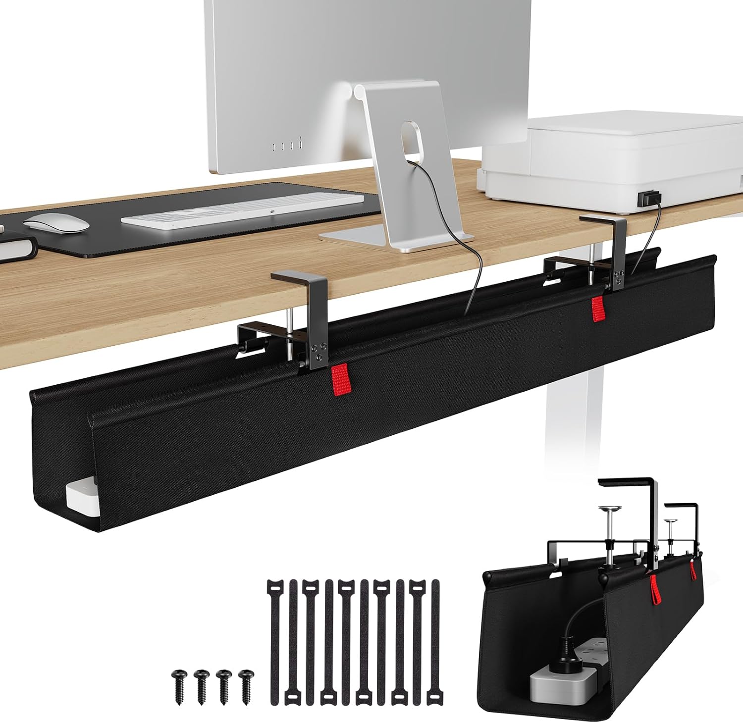 KEEGH Extra Large 48" Under Desk Cable Management Tray for Cord Hiders