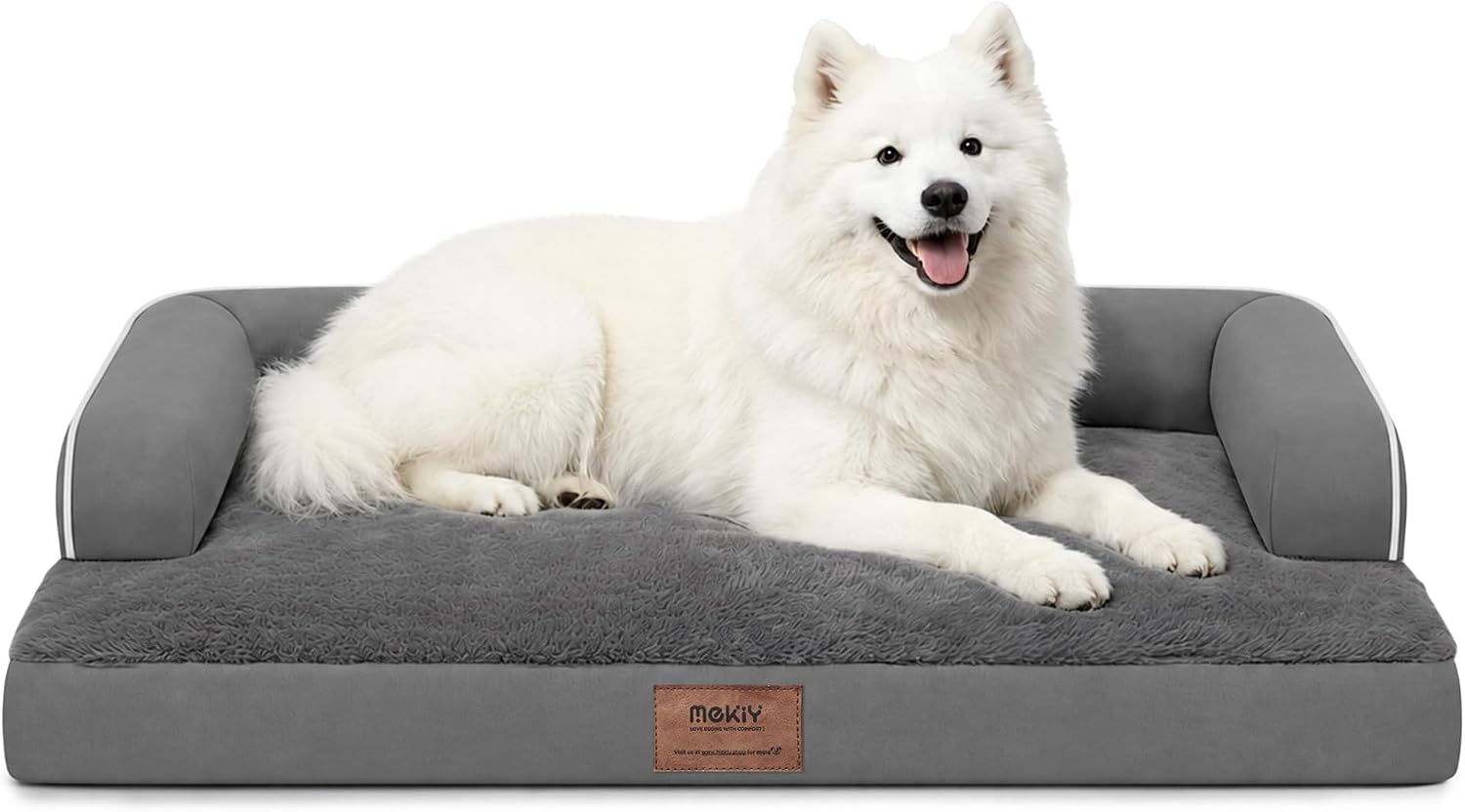 Detalle de MEKIY XL Orthopedic Dog Bed with Bolster, Egg Crate Foam, 42 x 30 x 8 in