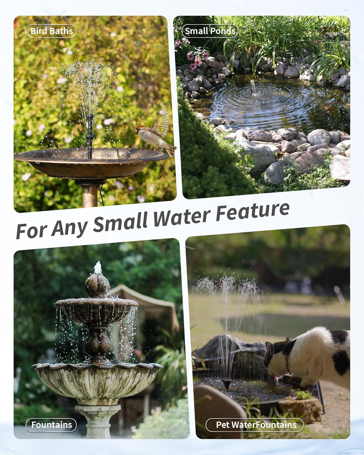 Thumbnail 6 de POPOSOAP Solar Water Fountain with Filter (6.5W) for small ponds, bird baths & fish tanks