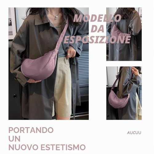 Thumbnail 7 de Aucuu Borsa a tracolla a mezzaluna per donna – stile hobo, nylon resistente, tracolla regolabile