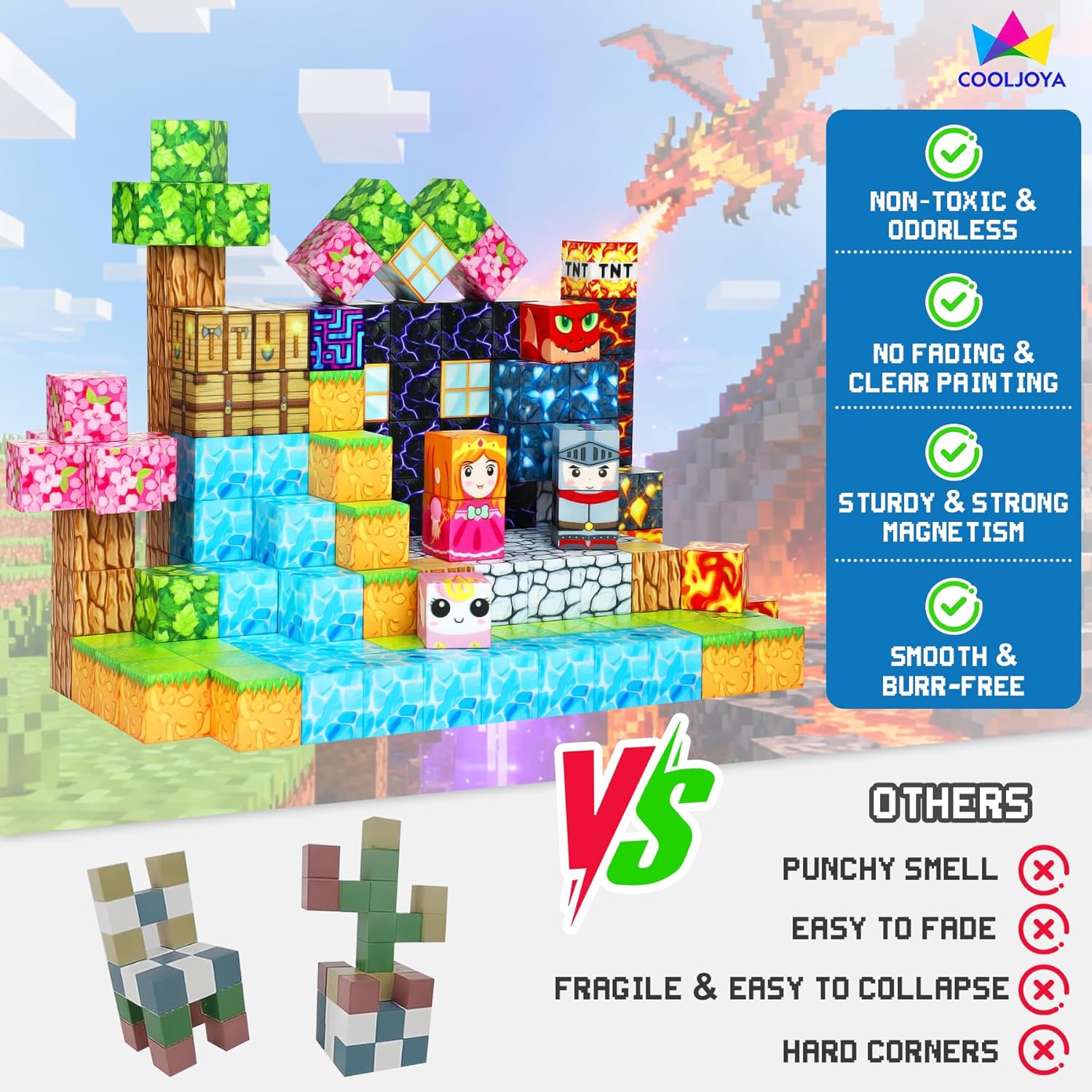 Thumbnail 6 de COOLJOYA Magnetic Blocks 150-piece set for kids 🧩