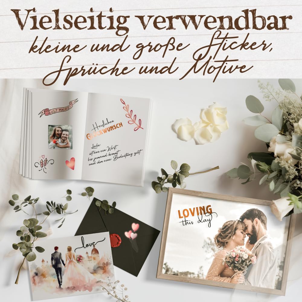 Thumbnail 5 de Homety Sticker Hochzeit Gästebuch – 350 Stück Rose Gold Aufkleber für Gästebuch, Fotoalbum, Scrapbook & Hochzeitsdeko
