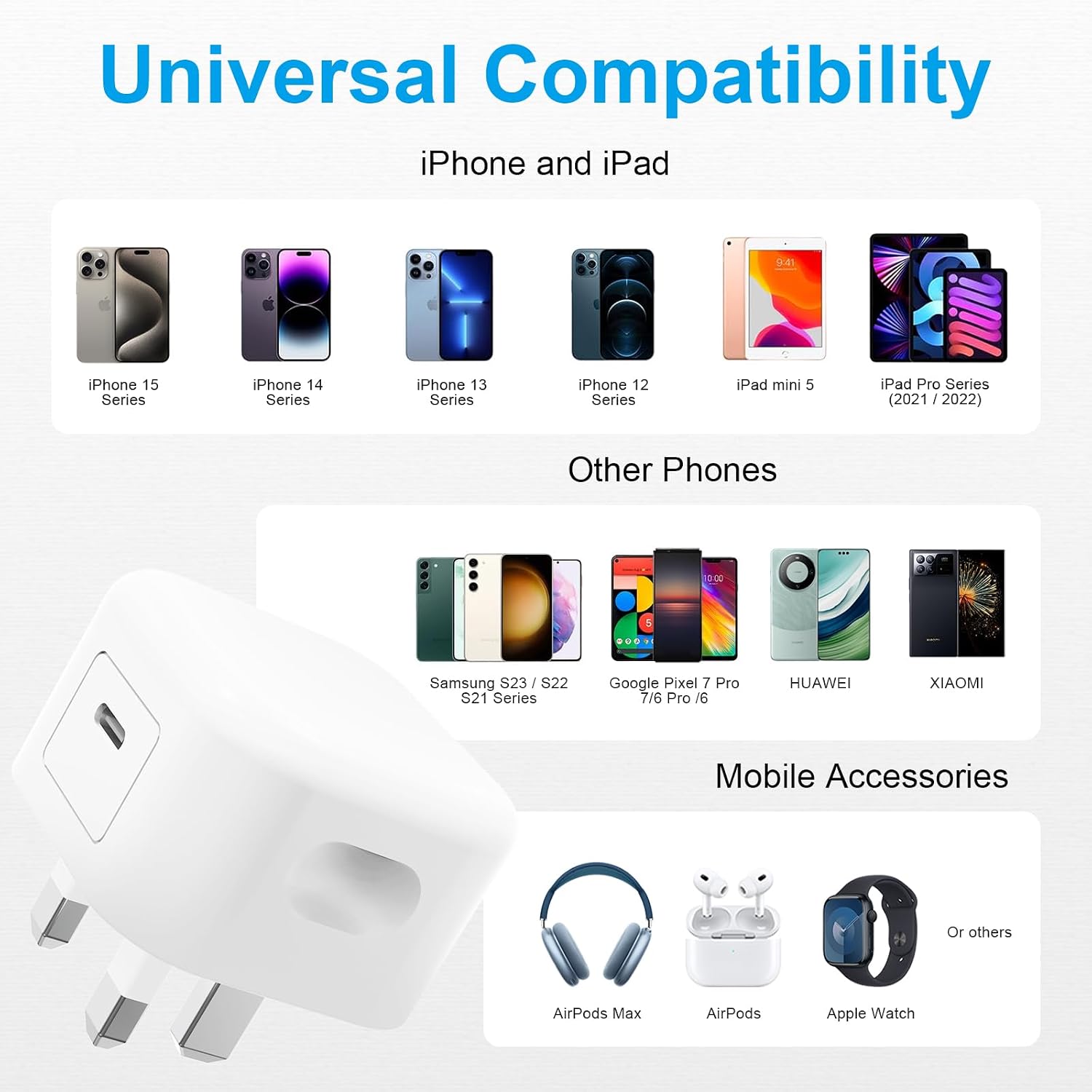 Detalle de iPhone USB C charger 20W 3 pack