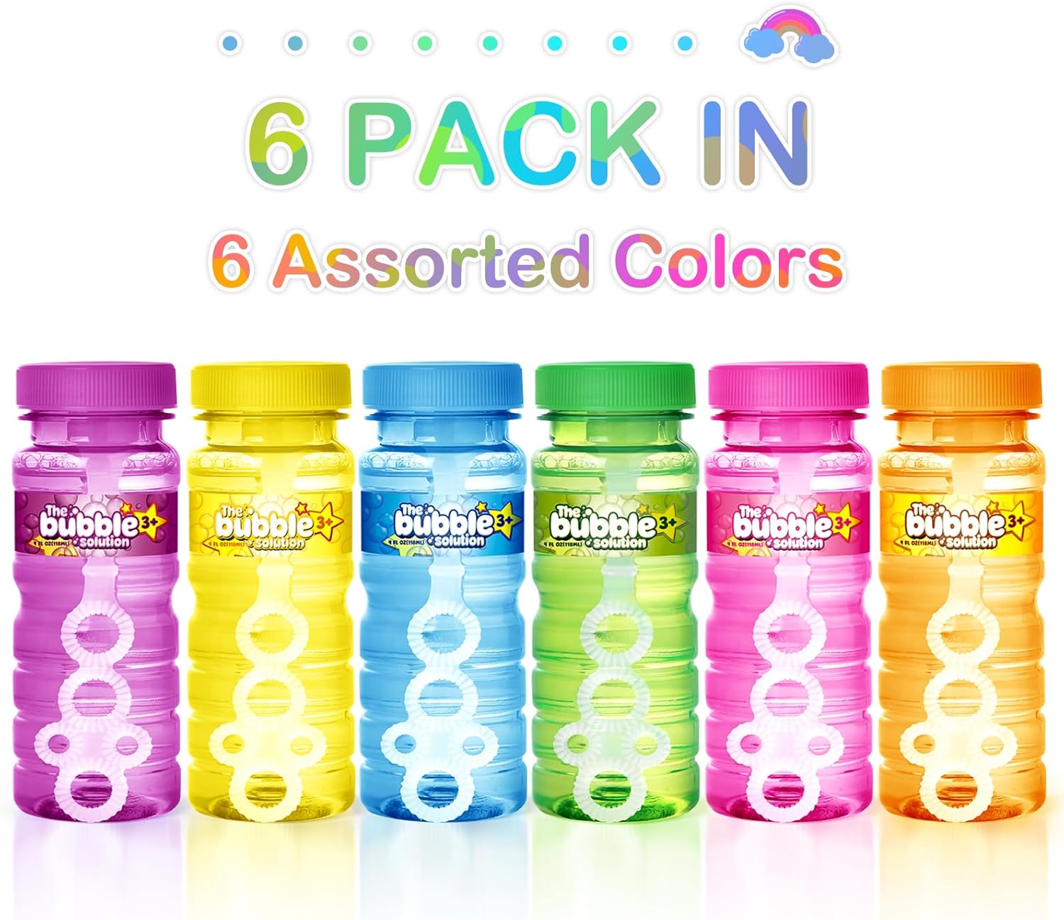 Detalle de SpringFlower 6 Pcs Bubble Bottles with Wand – 4oz Colorful Bubble Set for Kids