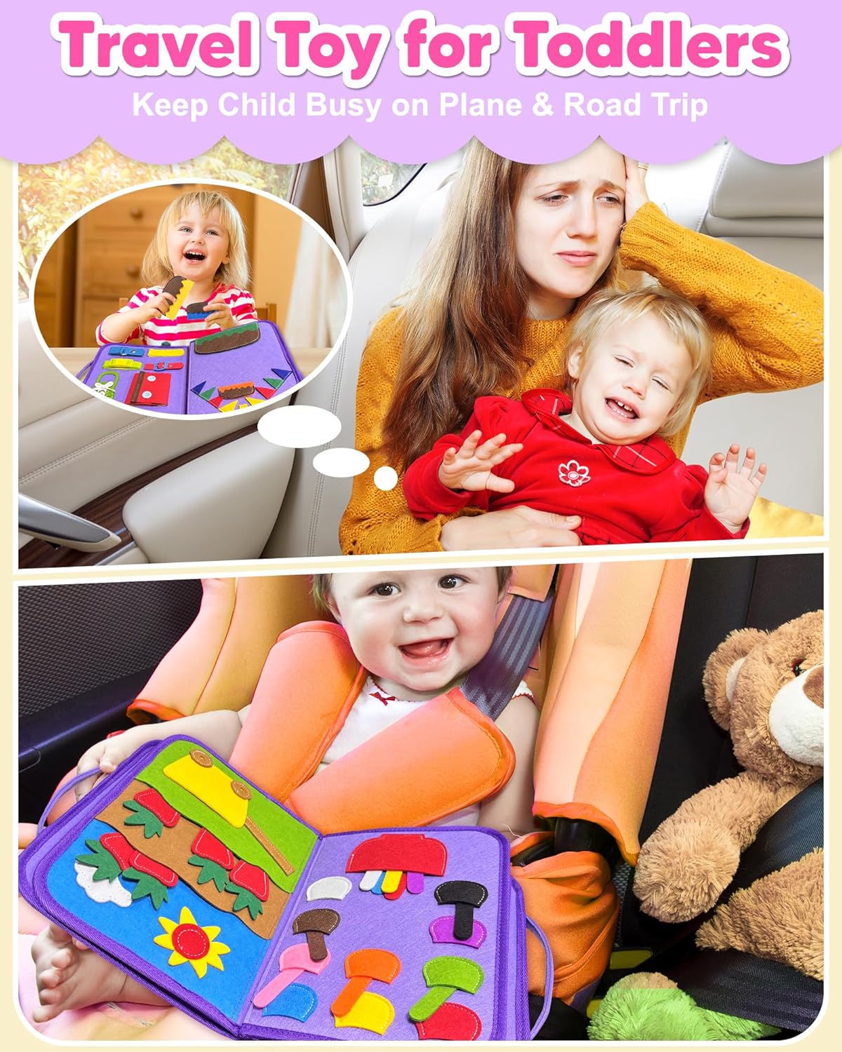Thumbnail 1 de Exorany Busy Board Montessori Toys for Toddlers: 8-Page Sensory Learning Busy Book for Travel and Gift-Giving
