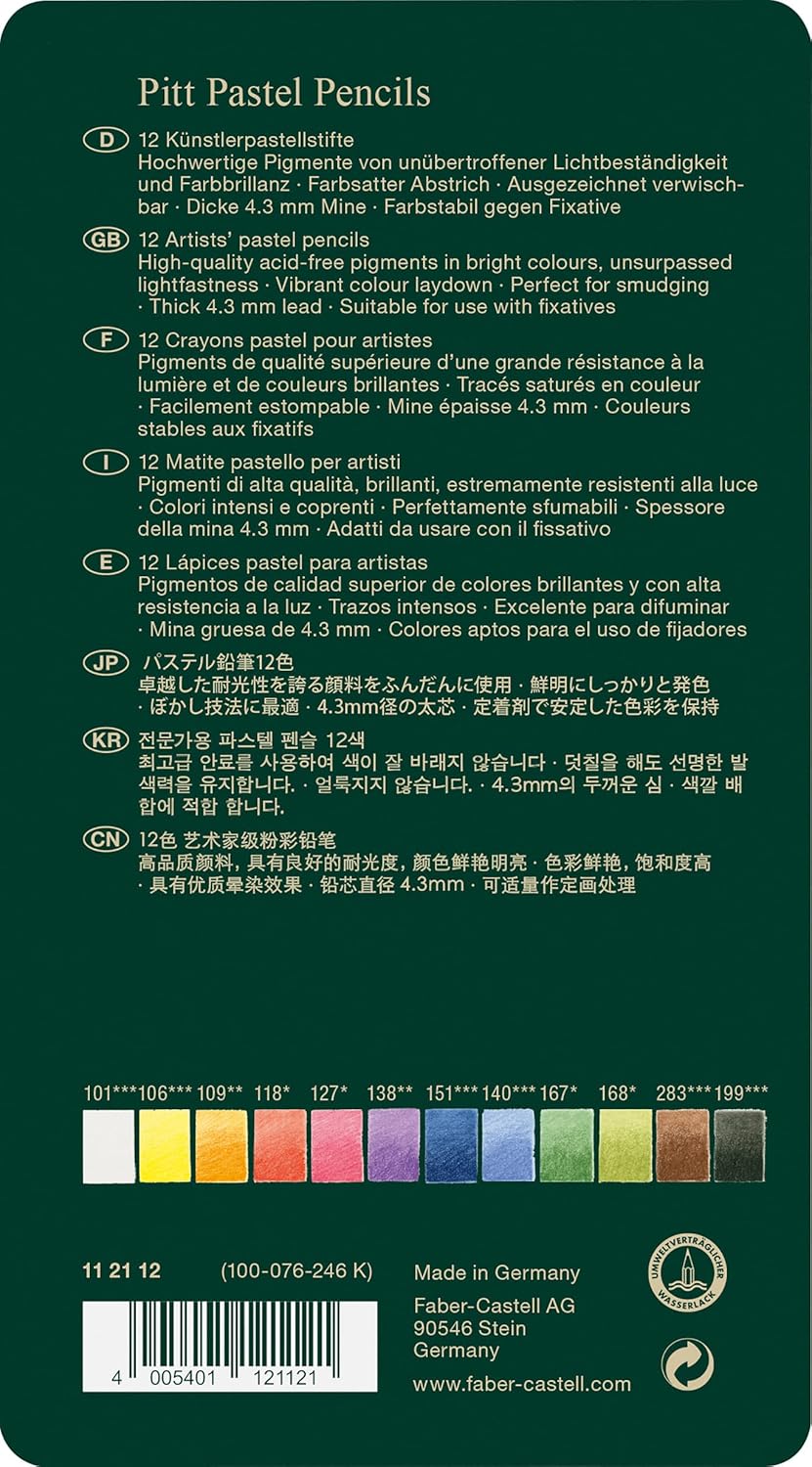 Thumbnail 2 de FABER-CASTELL 112112 Farbstift PITT PASTELL – 12er Metalletui