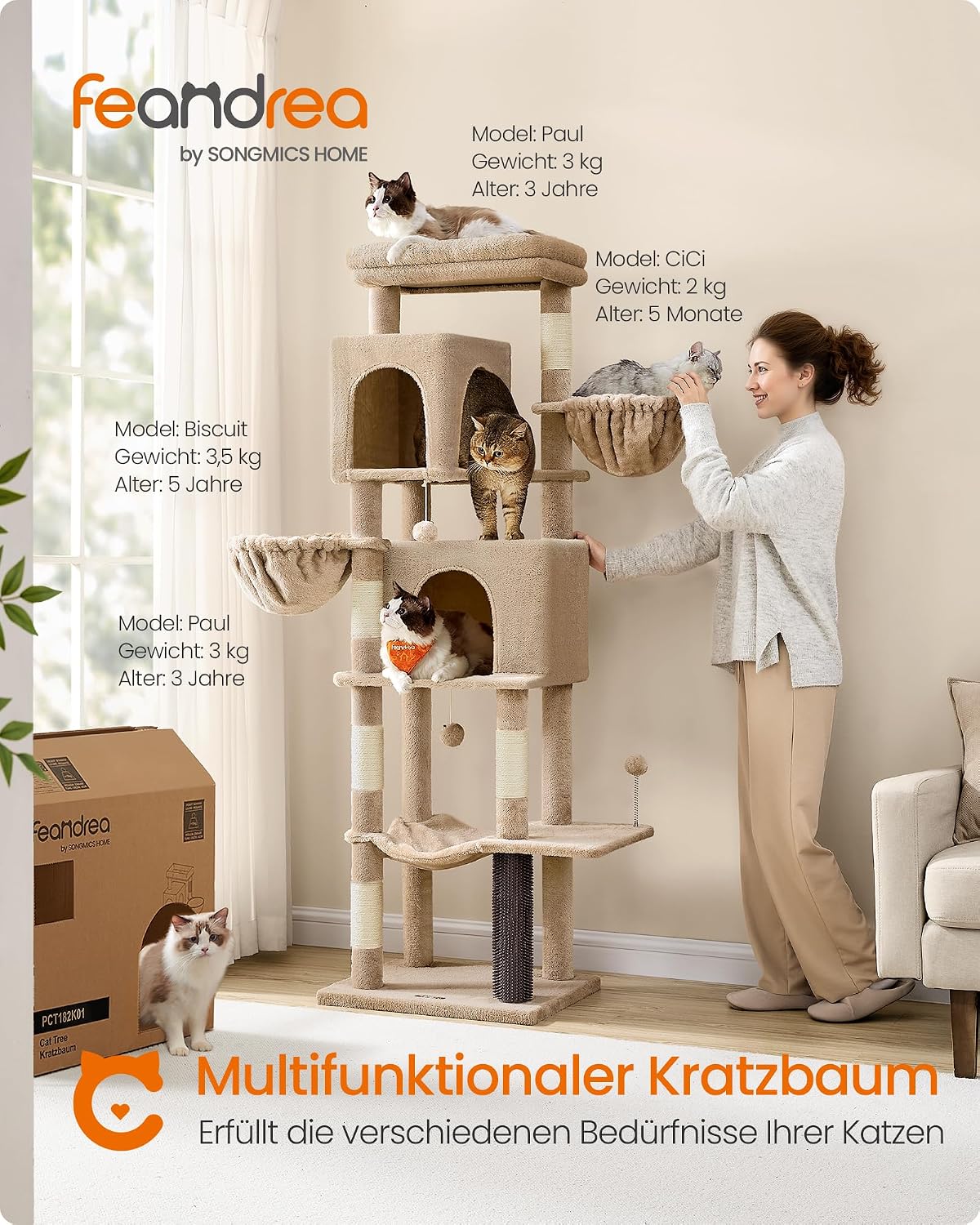 Detalle de Feandrea Kratzbaum PCT182K01 175 cm Katzenbaum 🐱