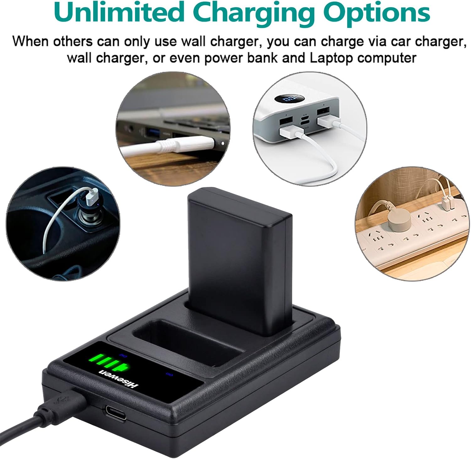 Detalle 2 de Hisewen EN-EL14 ENEL14a Battery 2 Pack with Dual Charger for Nikon DSLRs
