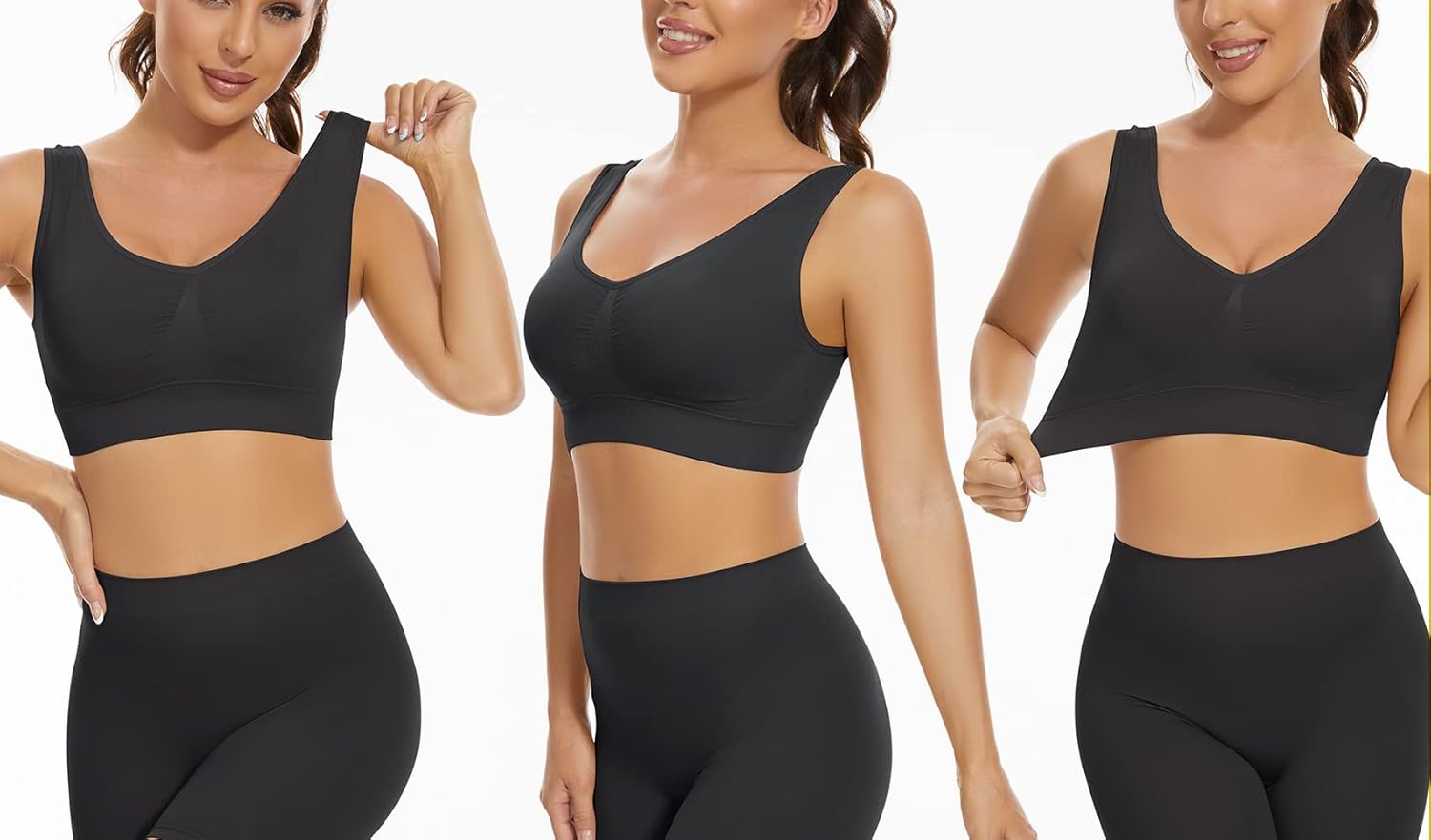 Detalle de Lemef 3-Pack Seamless Wirefree Sports Bras for Women