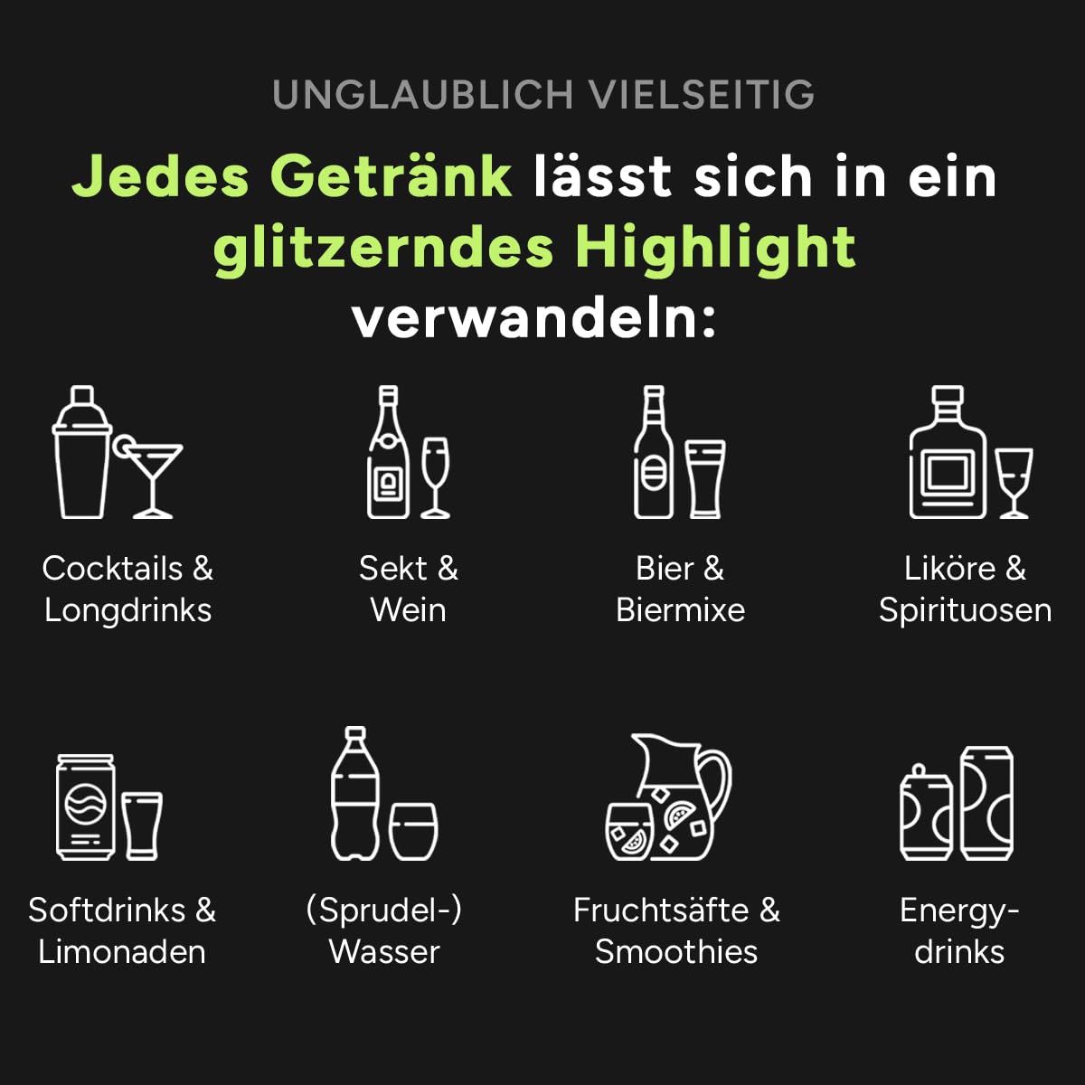 Thumbnail 5 de Glytter Glitzerpulver Neongrün 100 Getränke 🍹