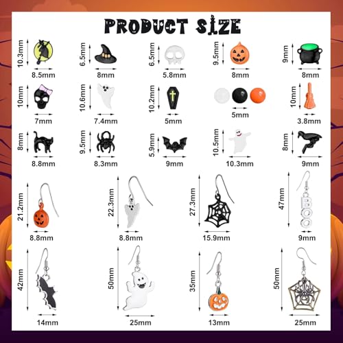 Detalle 2 de YingBiao 25 Pairs Halloween Earrings Set in Plated Alloy
