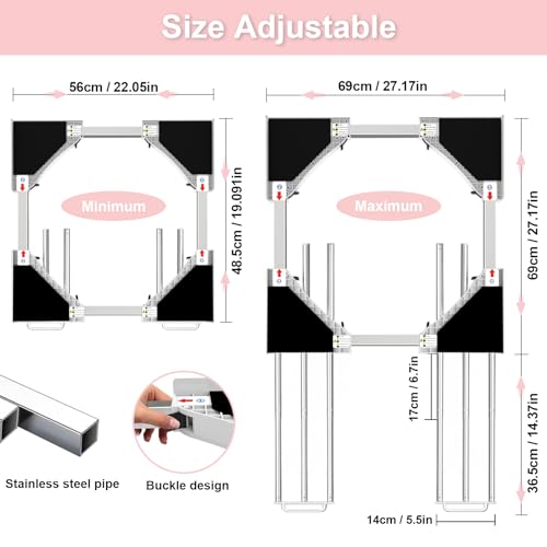 Thumbnail 1 de NIUXX Kit apilar lavadora y secadora universal ajustable (56–69 cm) con marco intermedio y 6 tubos