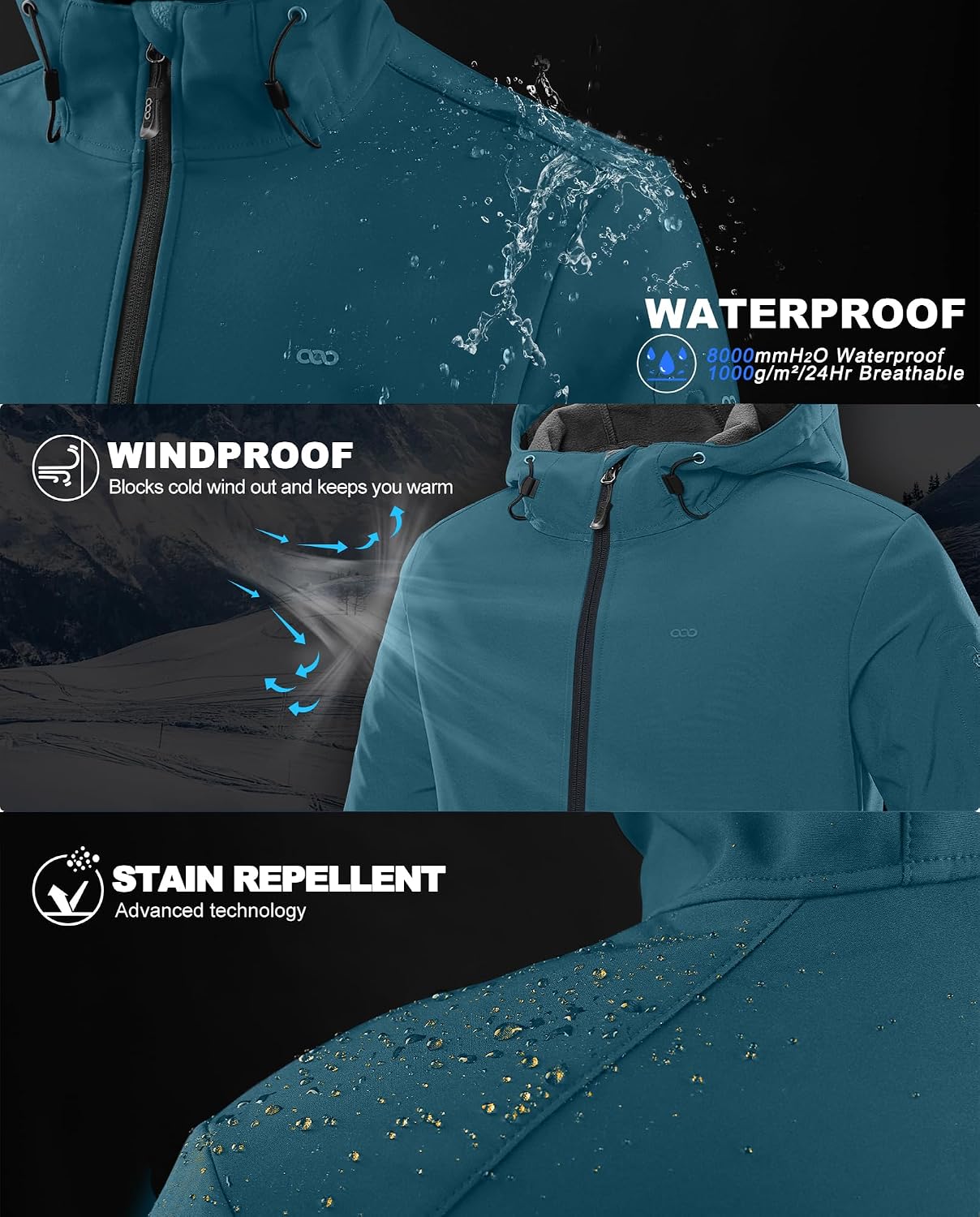 Detalle de 33,000ft waterproof softshell jacket 8000 mm