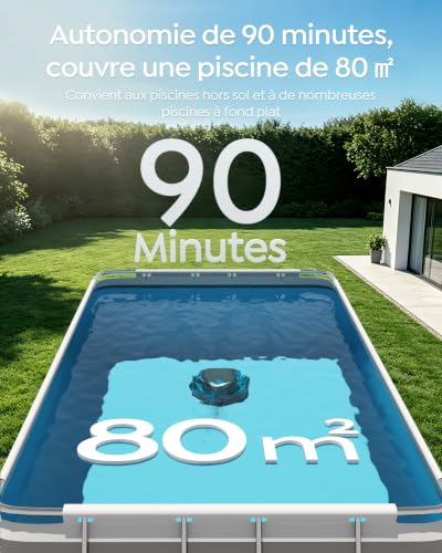 Detalle de BRINBO S2 Robot Piscine, Double Filtration, Sans Fil — Aspirateur piscine sans fil pour piscines hors sol