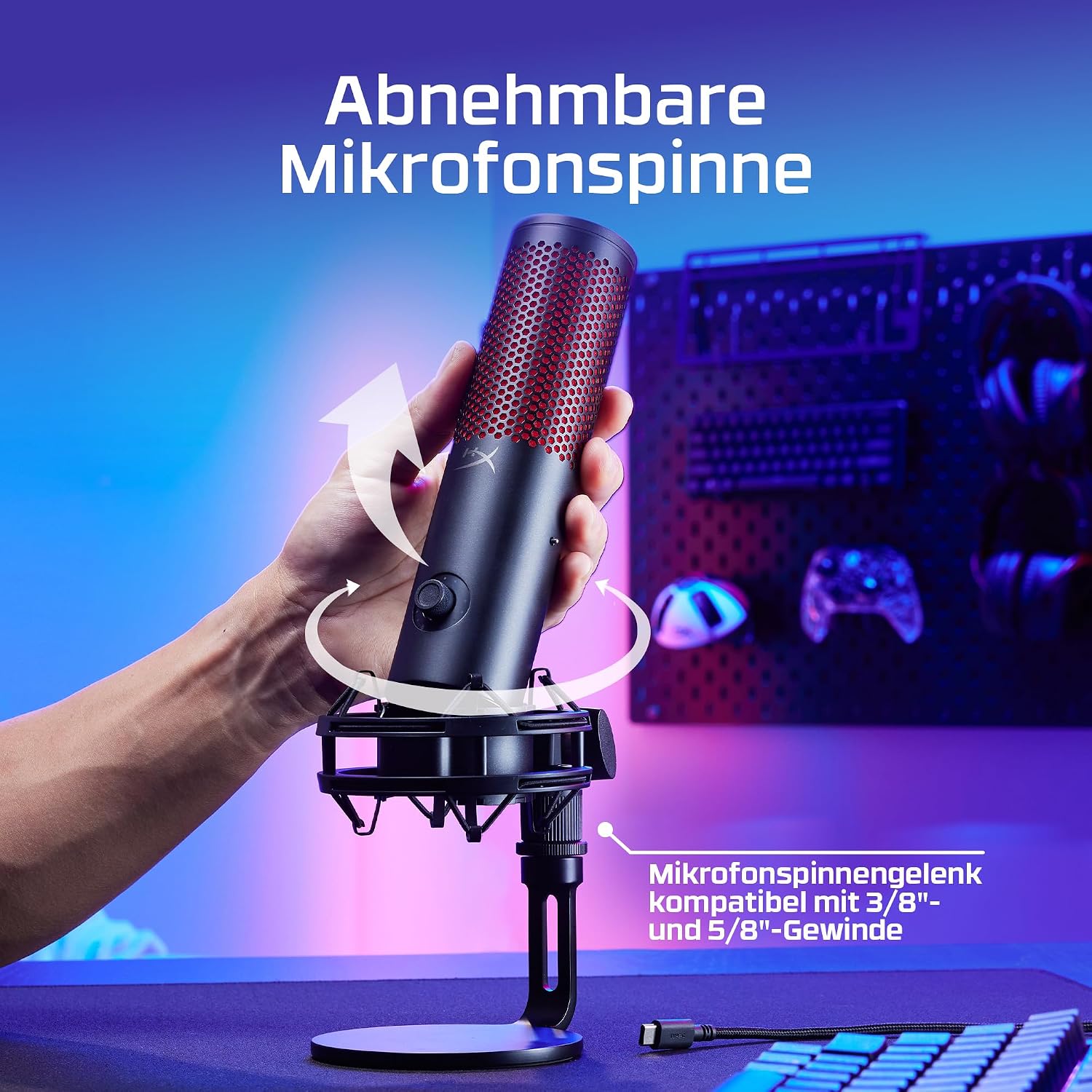 Thumbnail 6 de HyperX QuadCast 2 Frost – USB-Mikrofon für Gaming, Streaming & Podcasting mit integrierten Bedienelementen