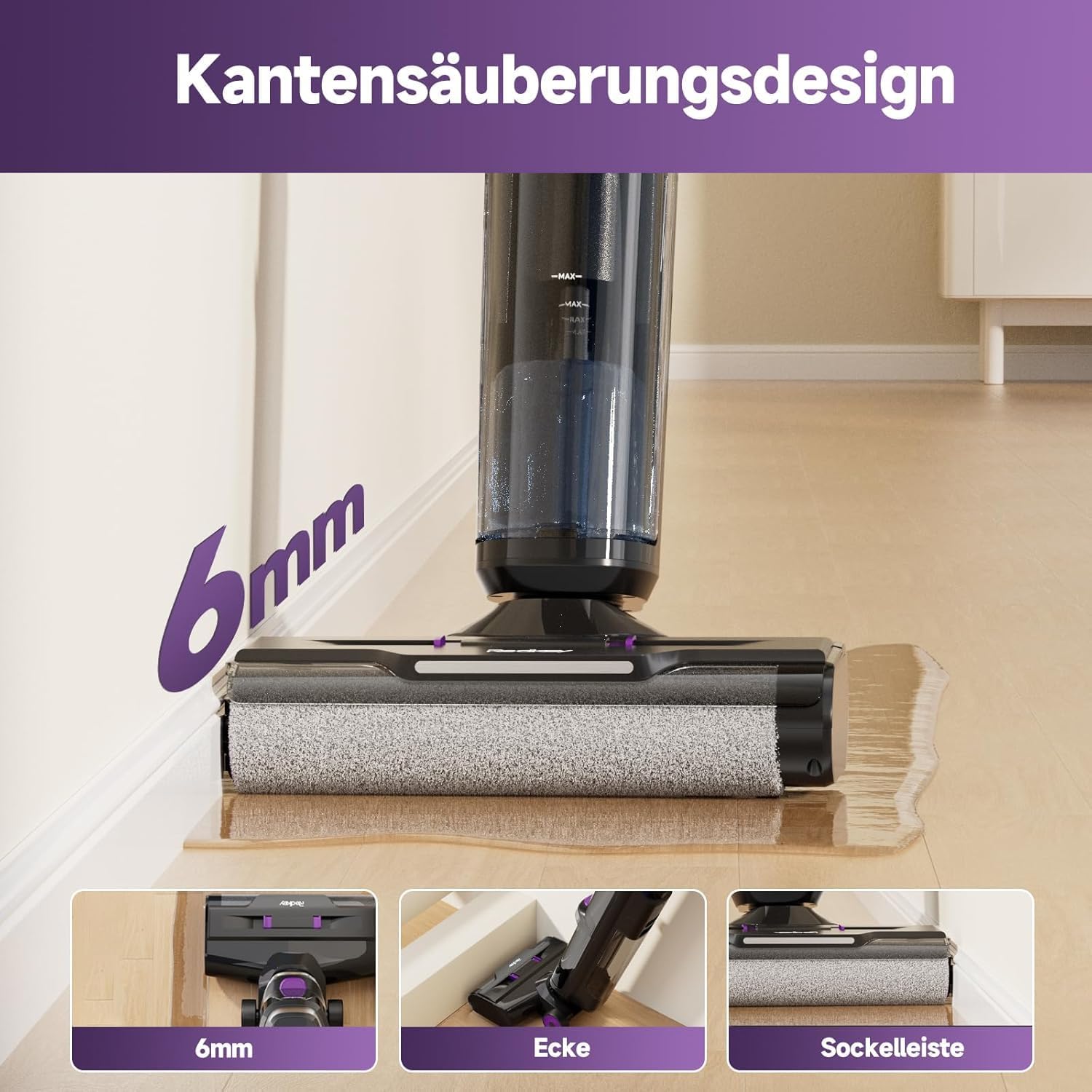 Detalle 2 de Redkey W15 Akku-Nass-Trockensauger mit Moppreinigung đź§ą