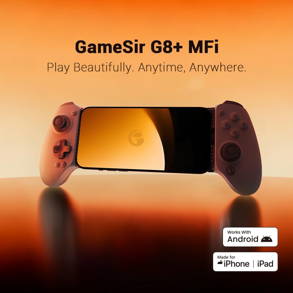 Detalle 2 de GameSir G8 Plus MFi Phone Controller for iPhone 15/16/17, iPad mini & Android (USB-C) with Hall Effect sticks