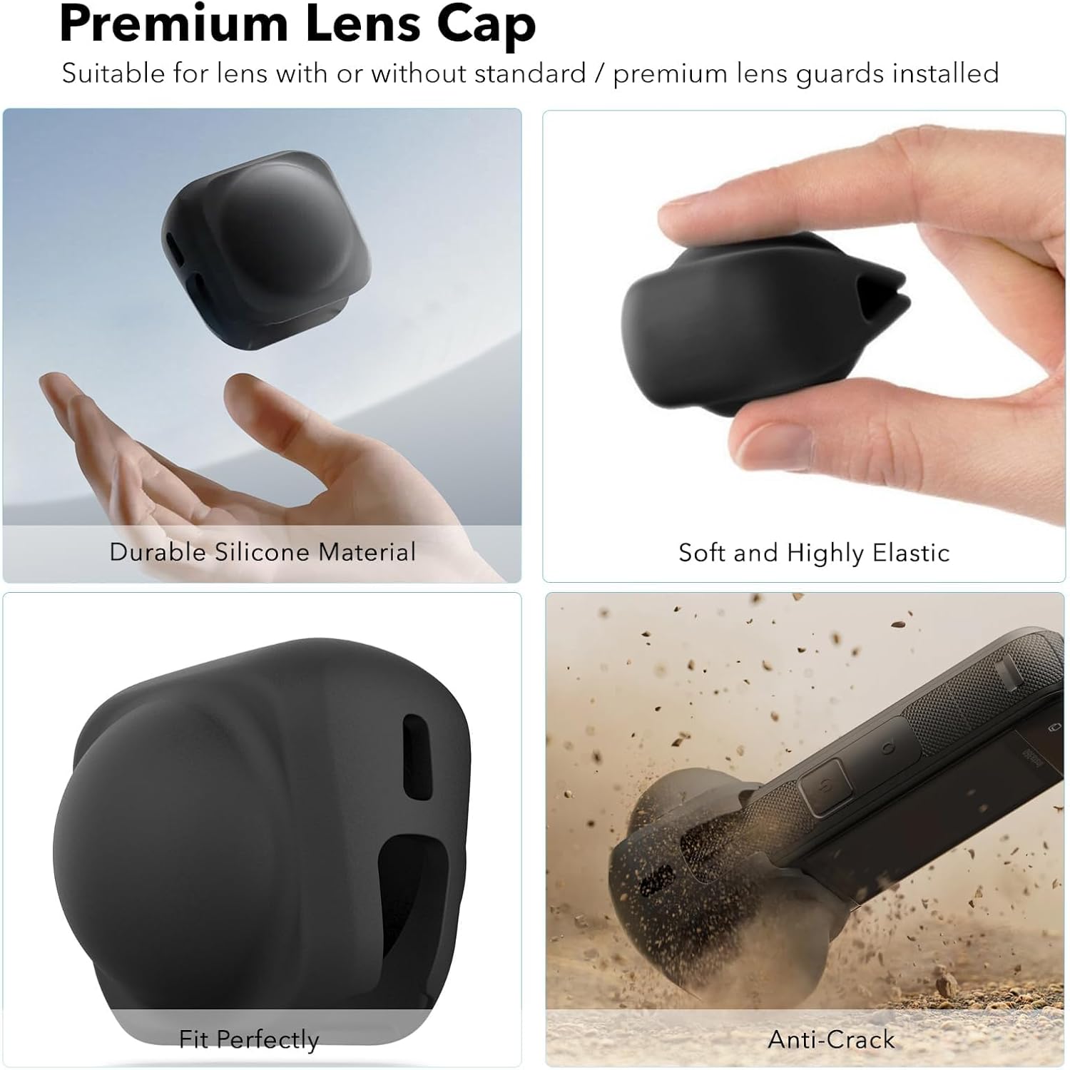 Detalle de SYMIK Capsule Case for Insta360 X5 X4 with Original Lens Cap + Screen Protectors