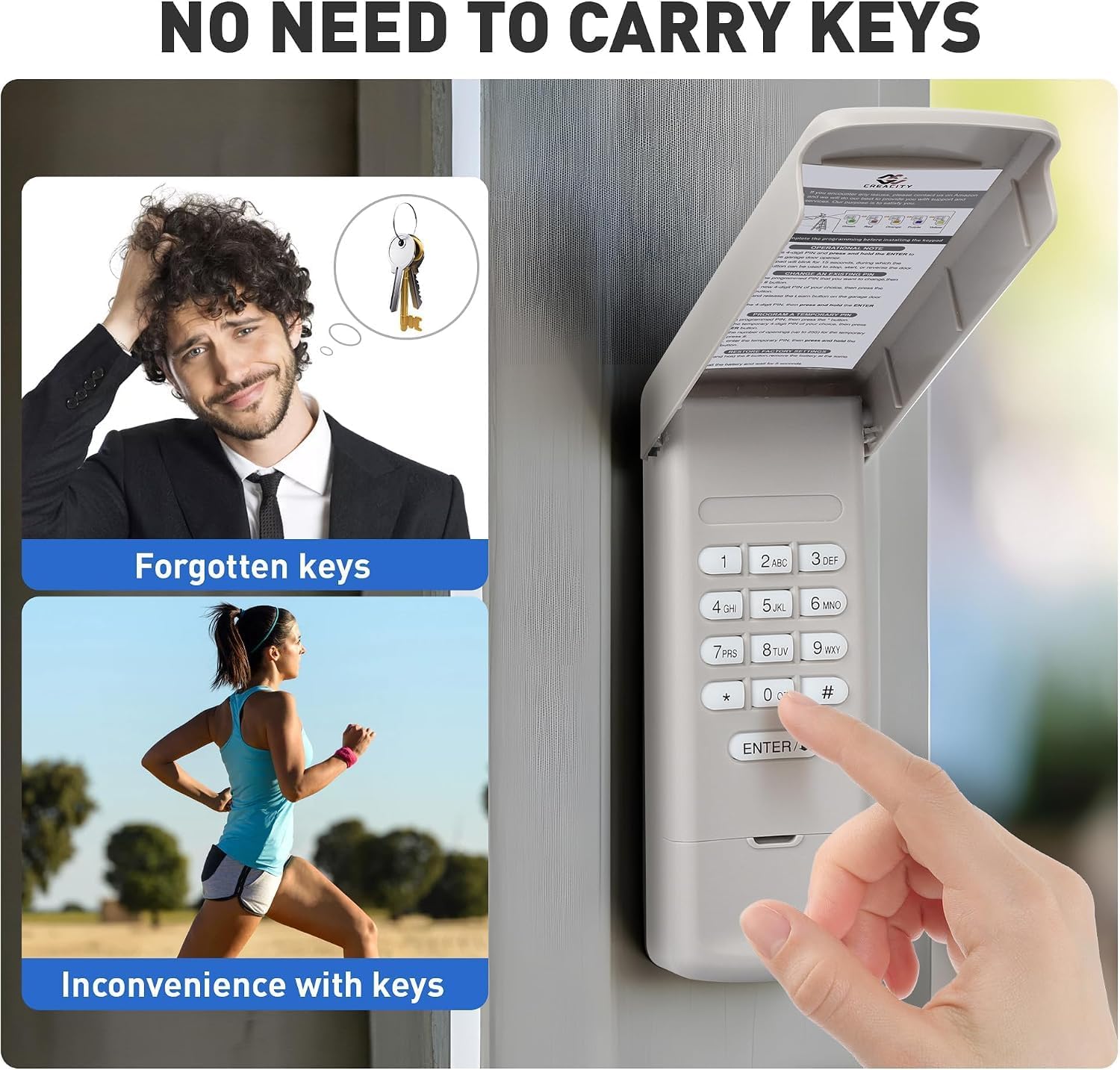 Detalle de CreaCity GR053K Garage Door Keypad with 4-Digit PIN and Temporary Access